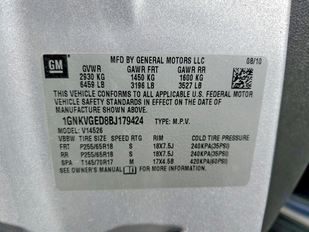 2011 Chevrolet Traverse Lt Silver vin: 1GNKVGED8BJ179424