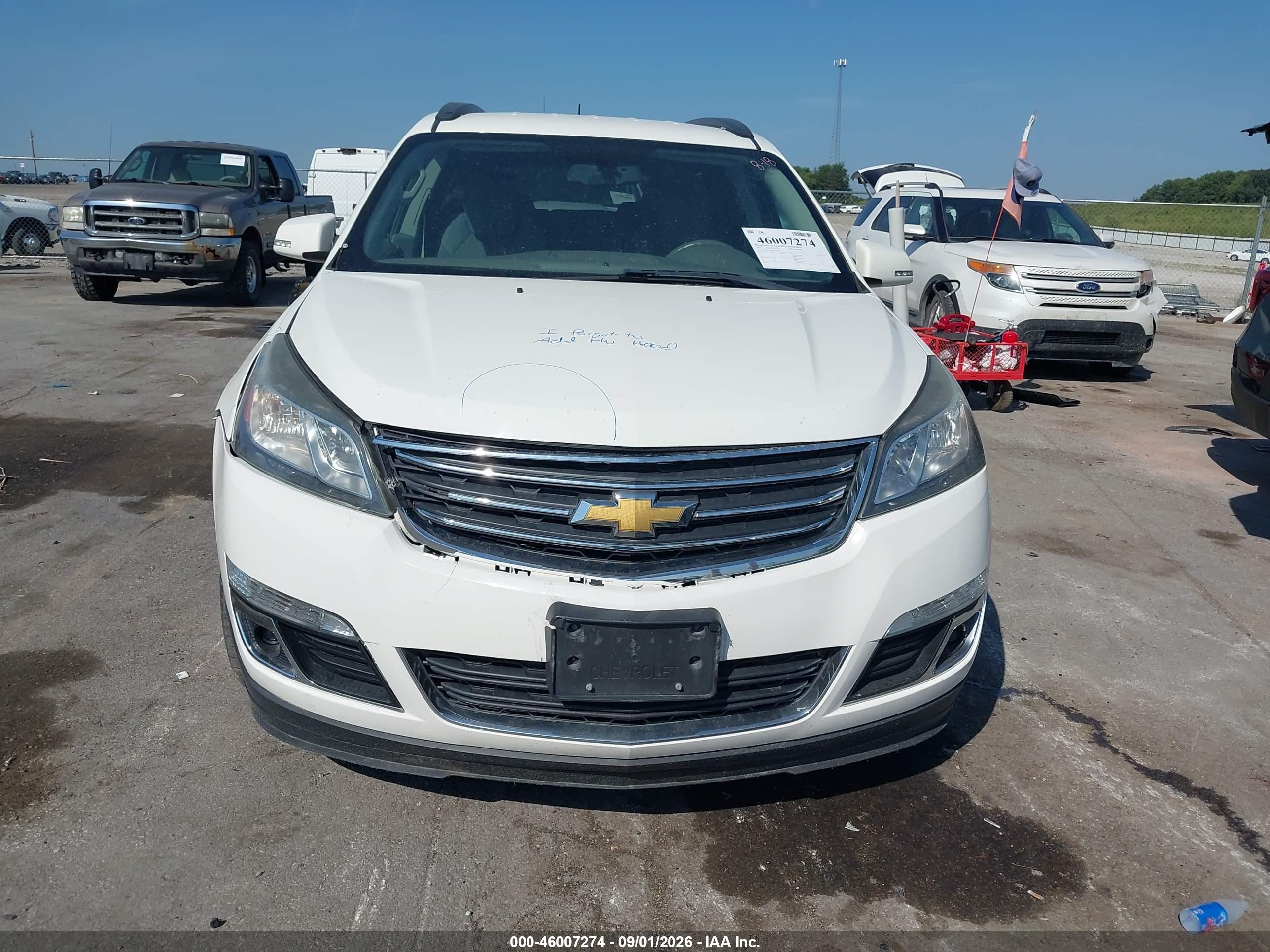 2015 Chevrolet Traverse Lt White vin: 1GNKVGKD0FJ294710