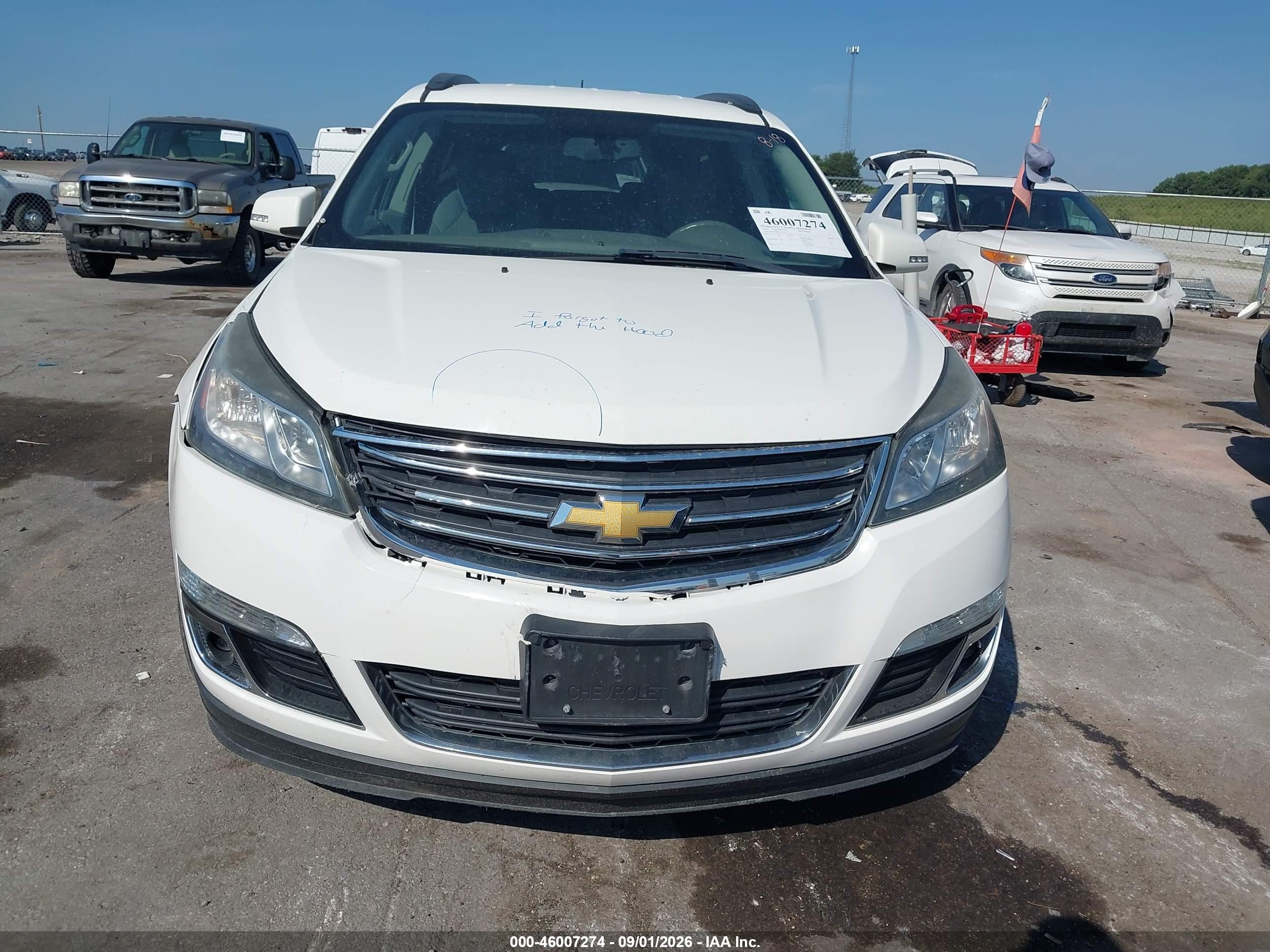 2015 Chevrolet Traverse Lt White vin: 1GNKVGKD0FJ294710