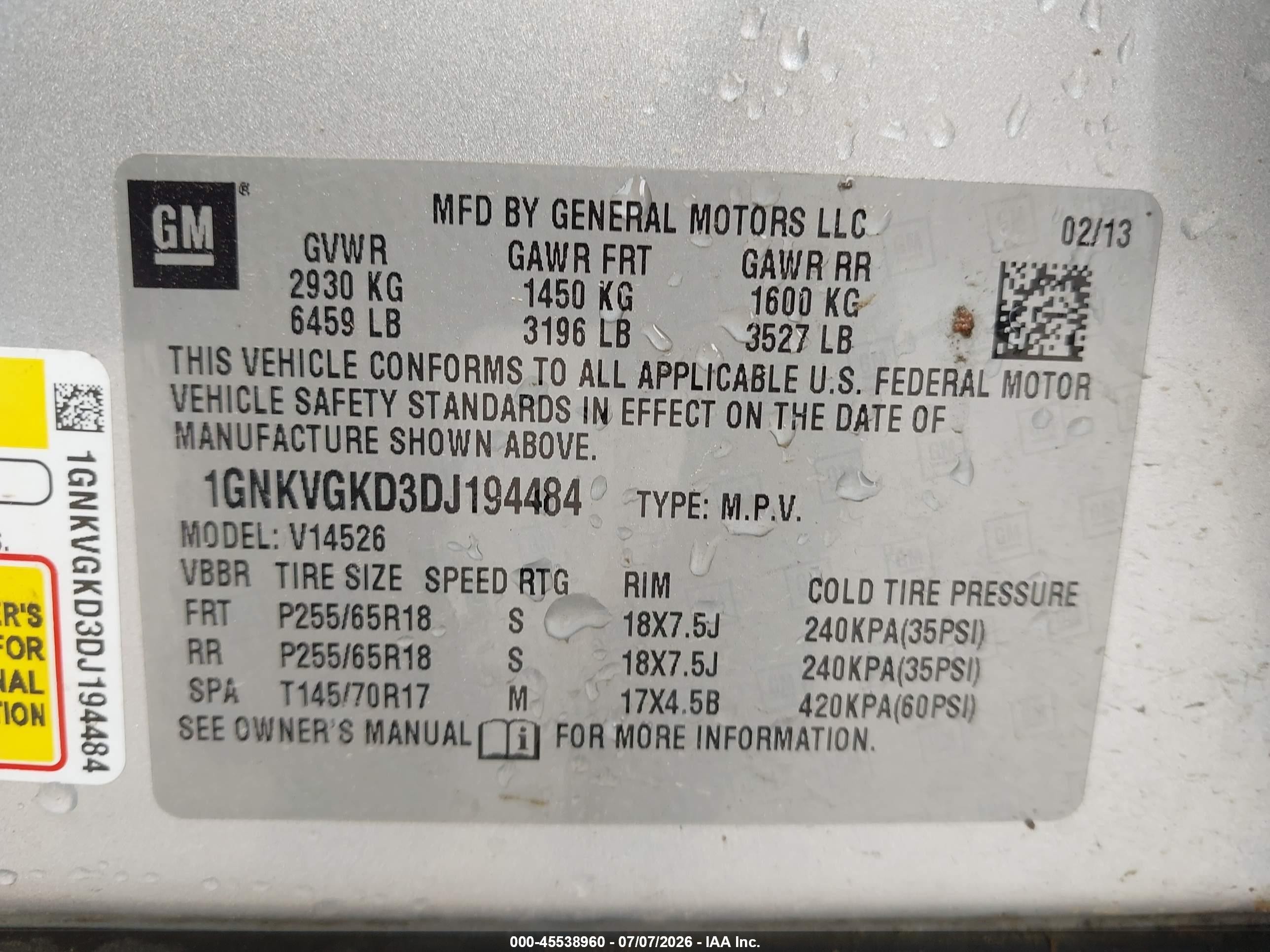 2013 Chevrolet Traverse Lt Silver vin: 1GNKVGKD3DJ194484