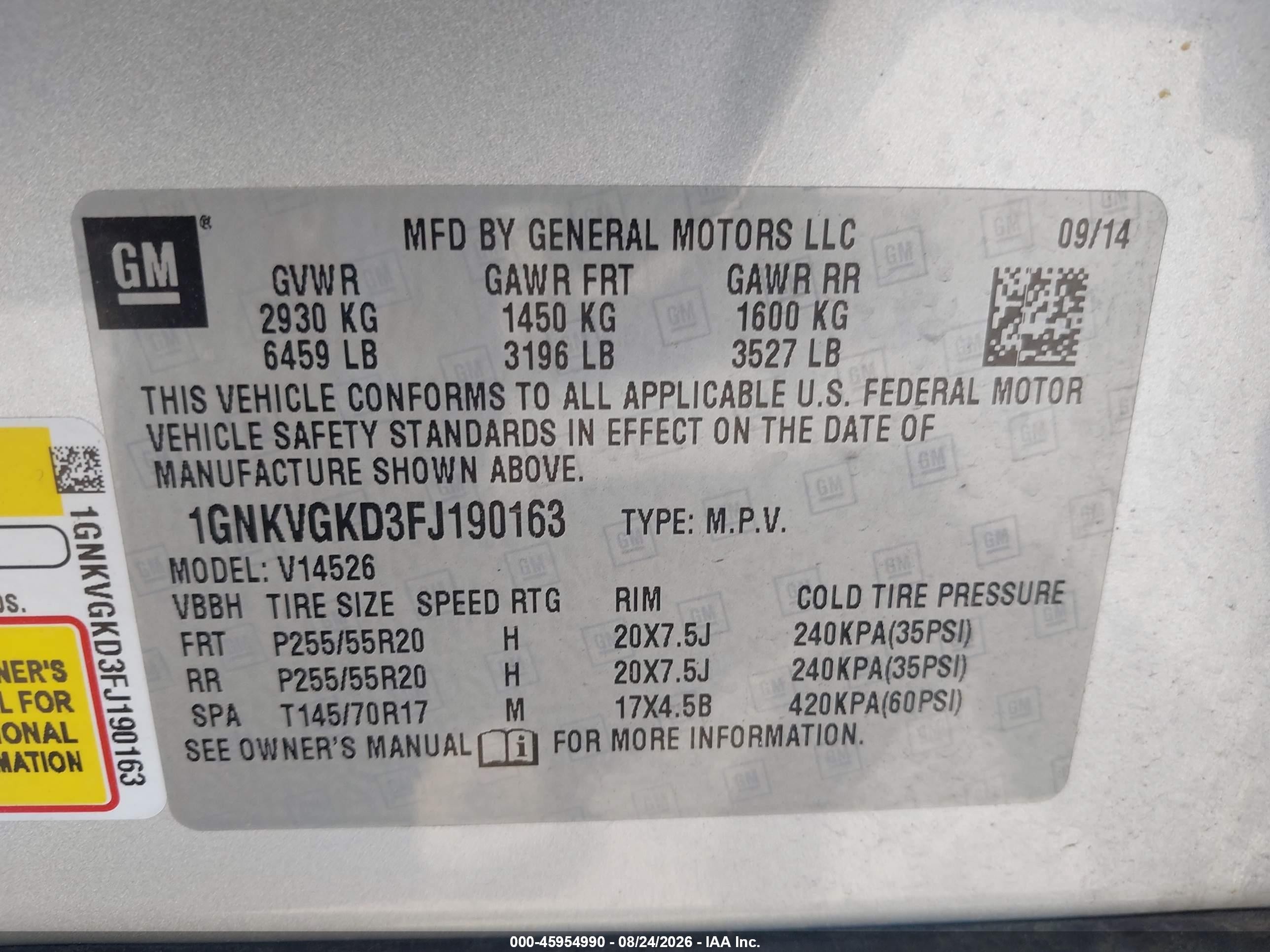 2015 Chevrolet Traverse 1lt Silver vin: 1GNKVGKD3FJ190163