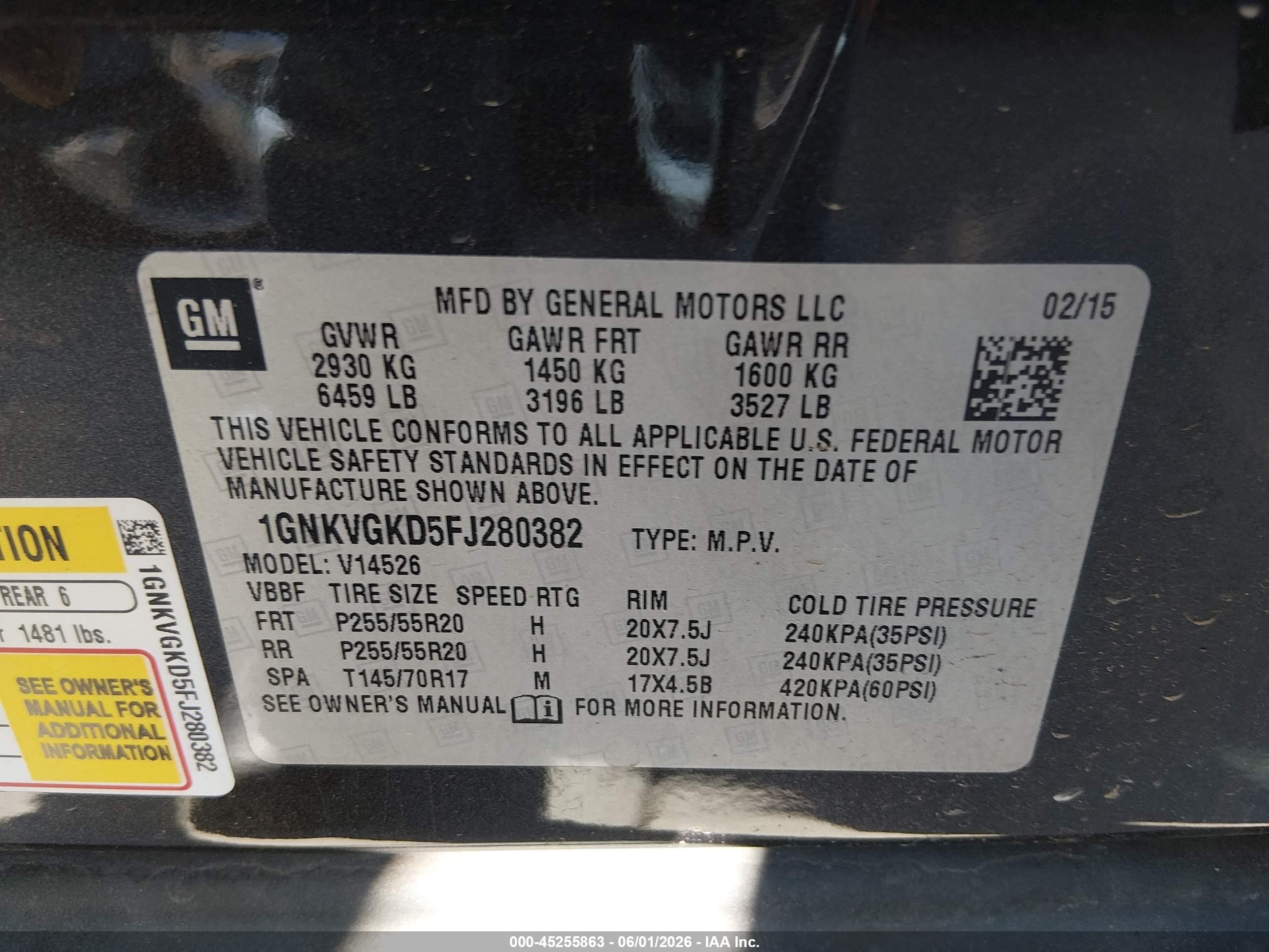 2015 Chevrolet Traverse 1lt Gray vin: 1GNKVGKD5FJ280382