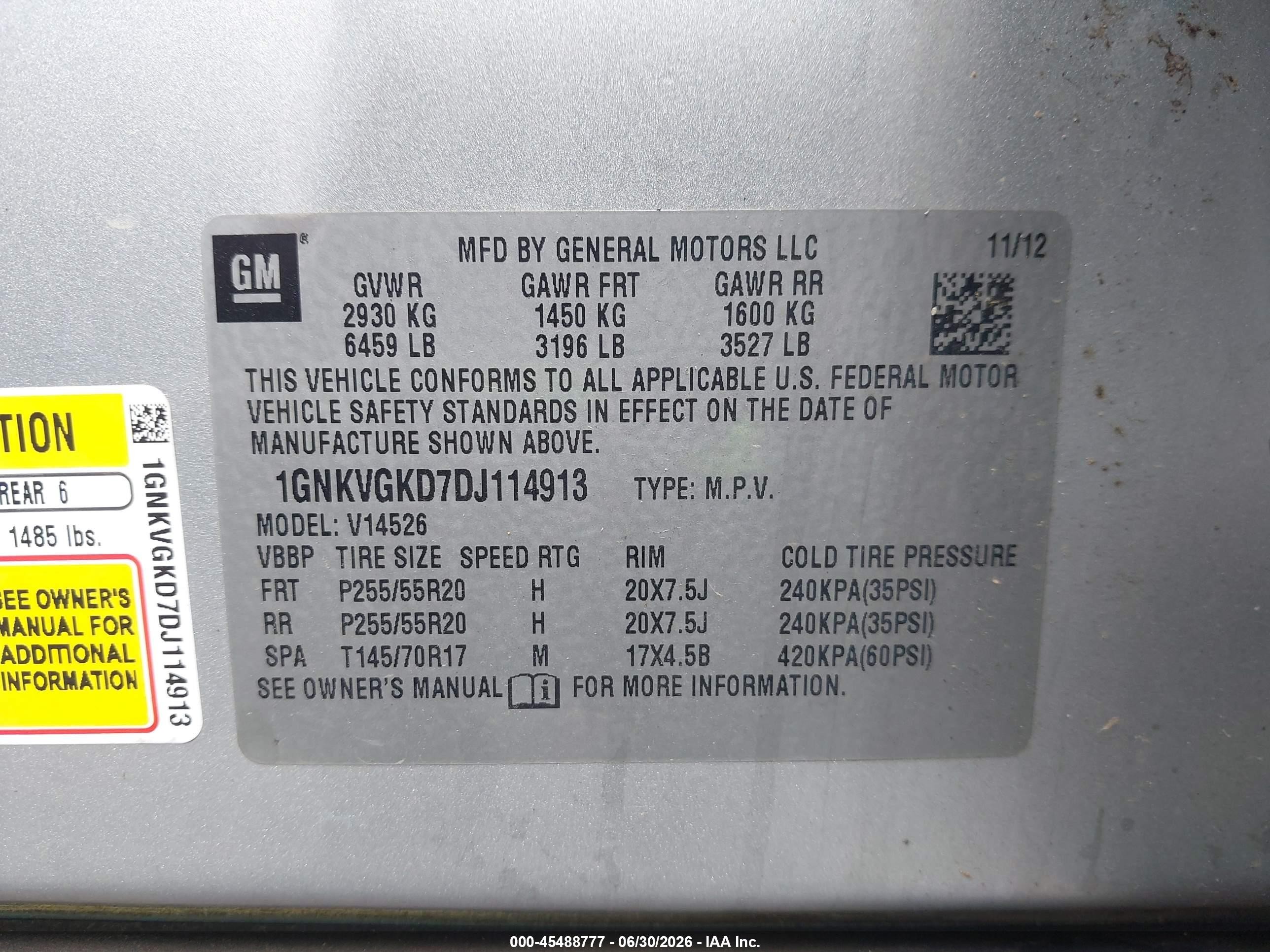 2013 Chevrolet Traverse Lt Серебряный vin: 1GNKVGKD7DJ114913