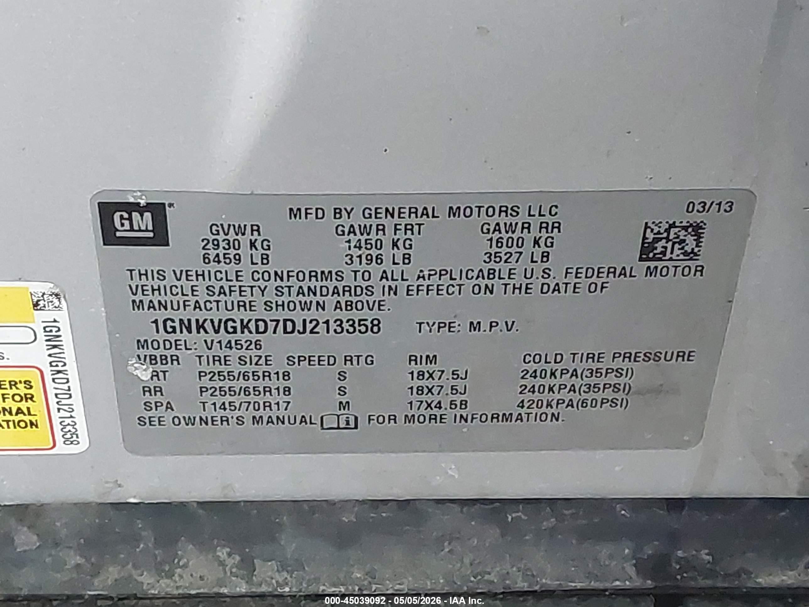 2013 Chevrolet Traverse 1lt Silver vin: 1GNKVGKD7DJ213358