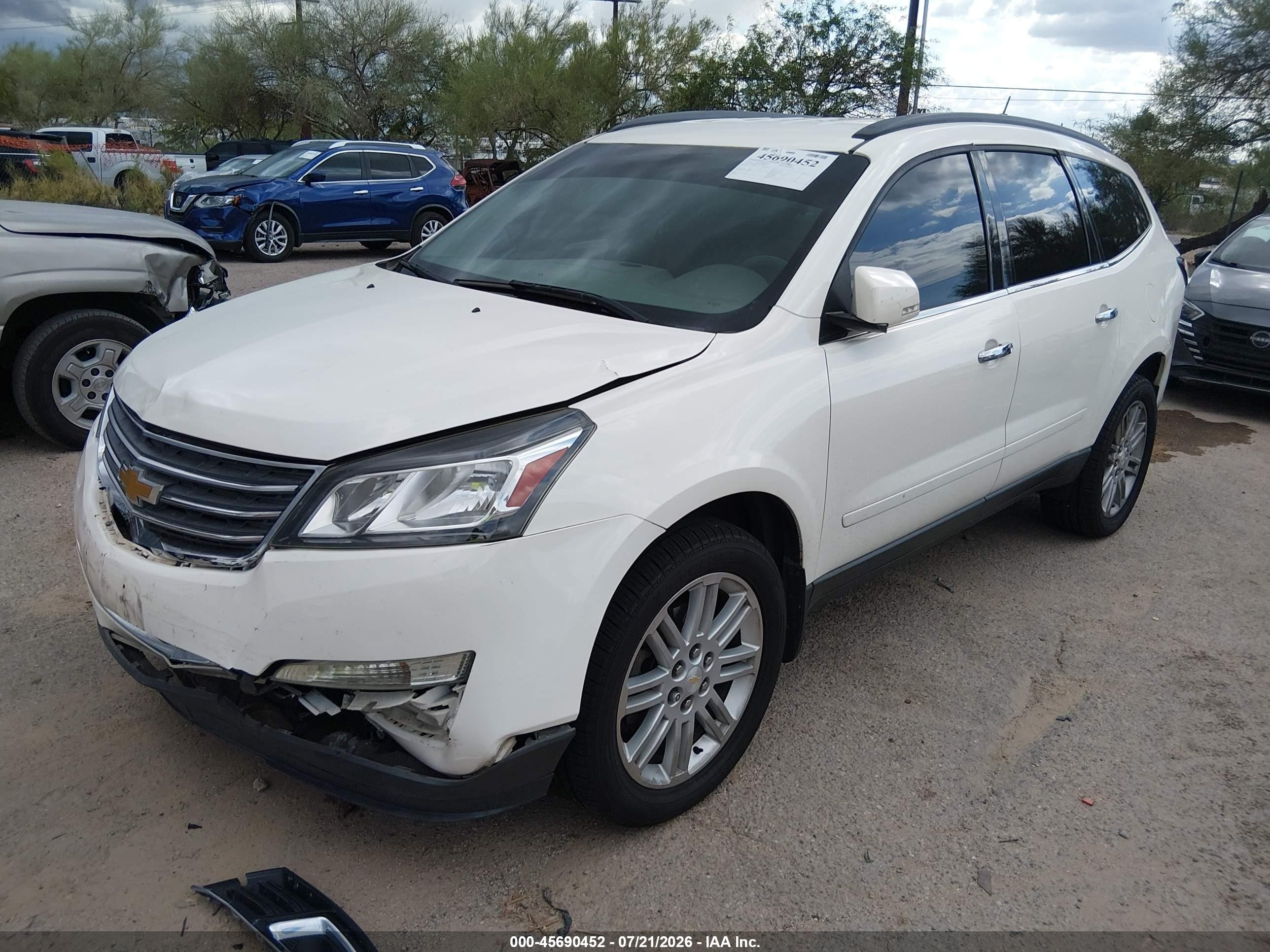 2015 Chevrolet Traverse Lt White vin: 1GNKVGKD8FJ188991