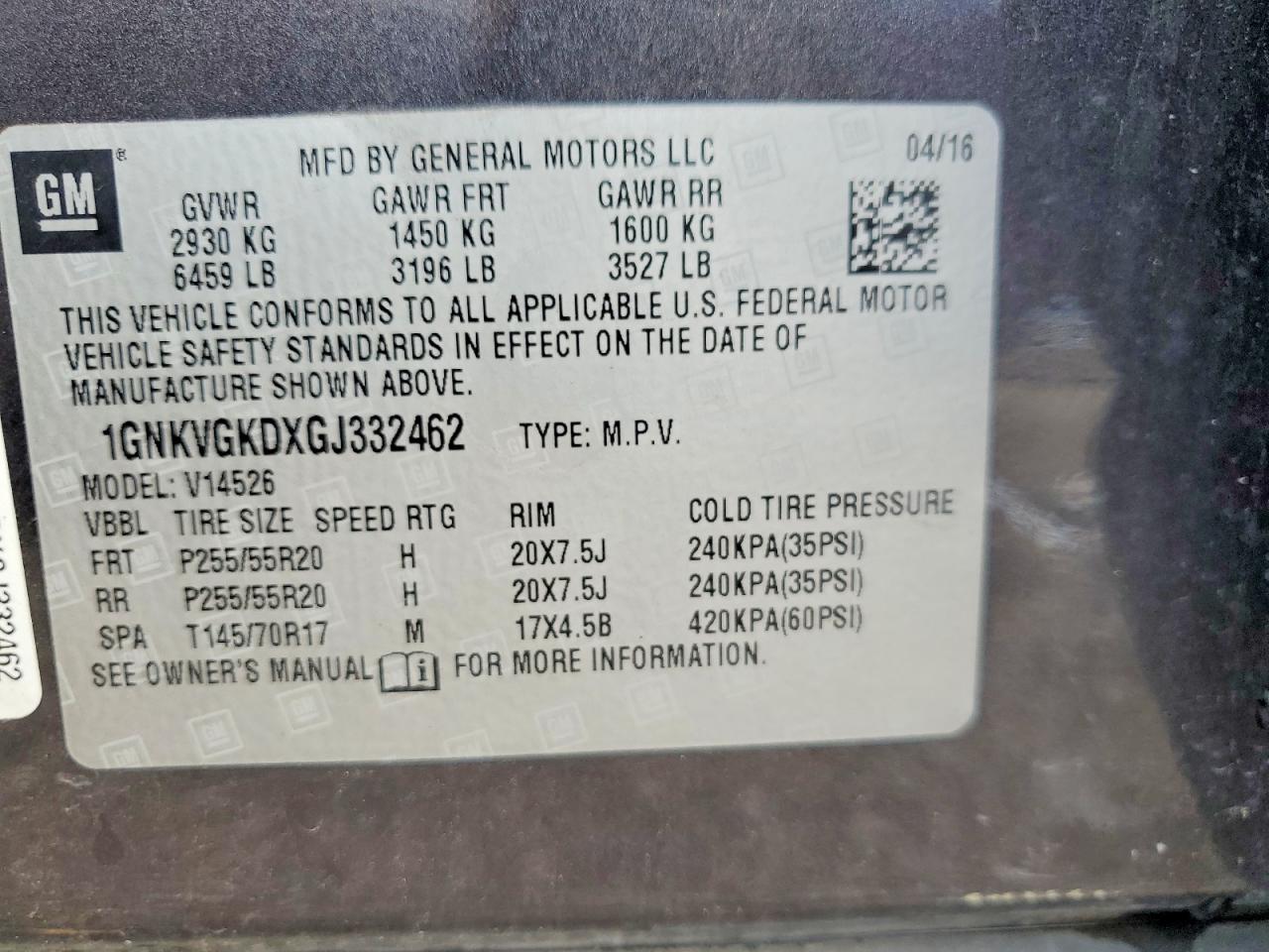 2016 Chevrolet Traverse Lt Gray vin: 1GNKVGKDXGJ332462