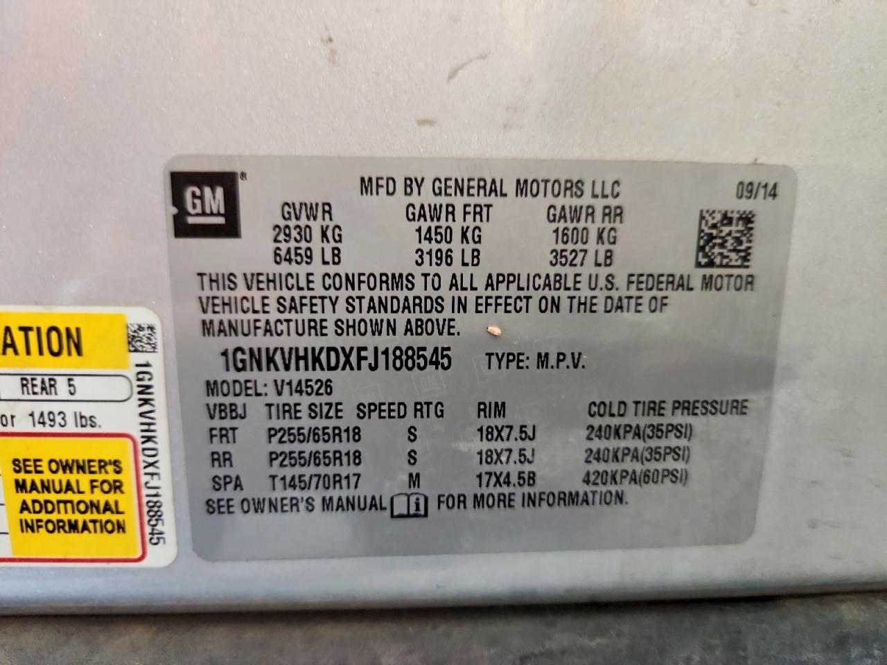 2015 Chevrolet Traverse Lt Silver vin: 1GNKVHKDXFJ188545
