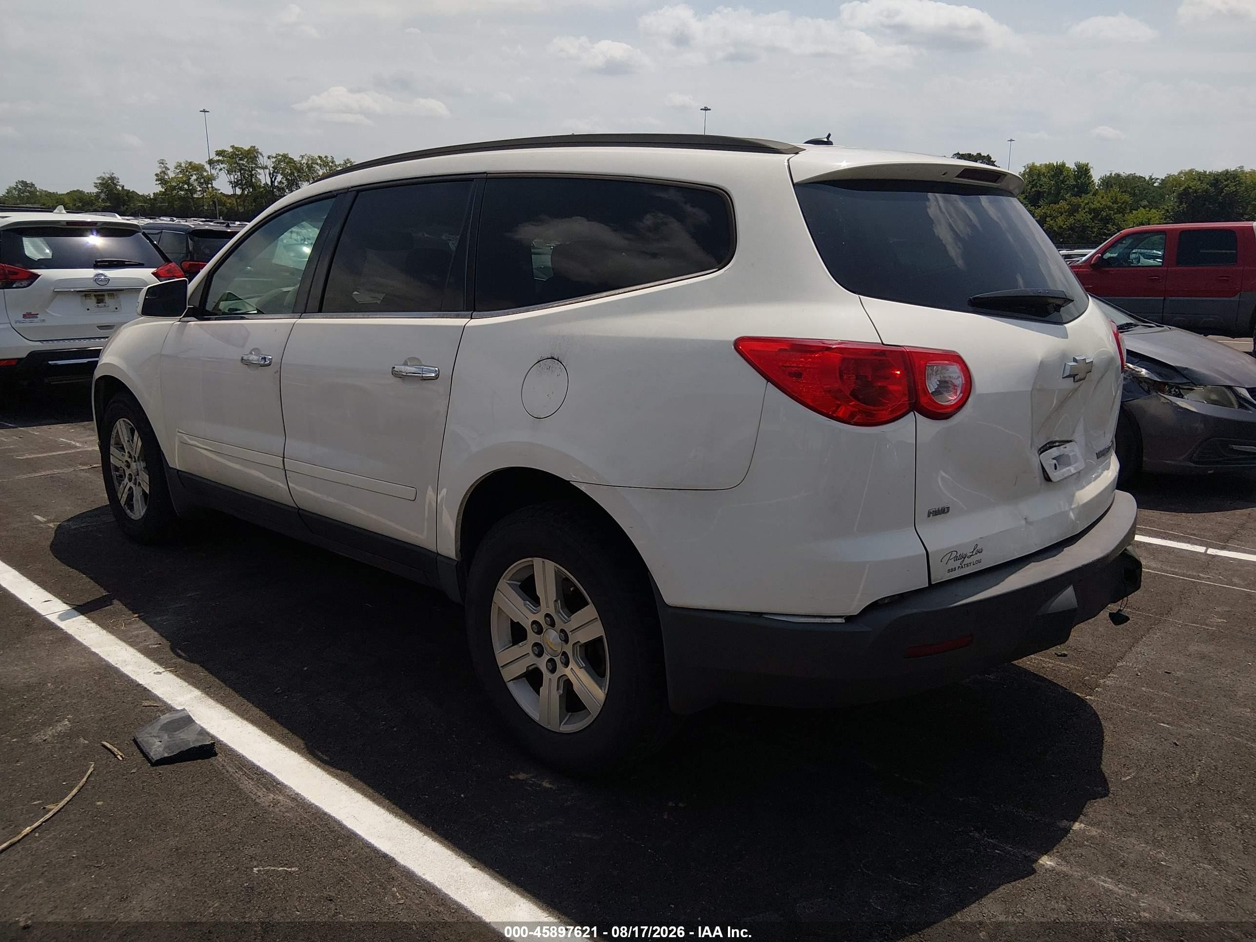 2012 Chevrolet Traverse Lt W/2lt White vin: 1GNKVJED5CJ249475