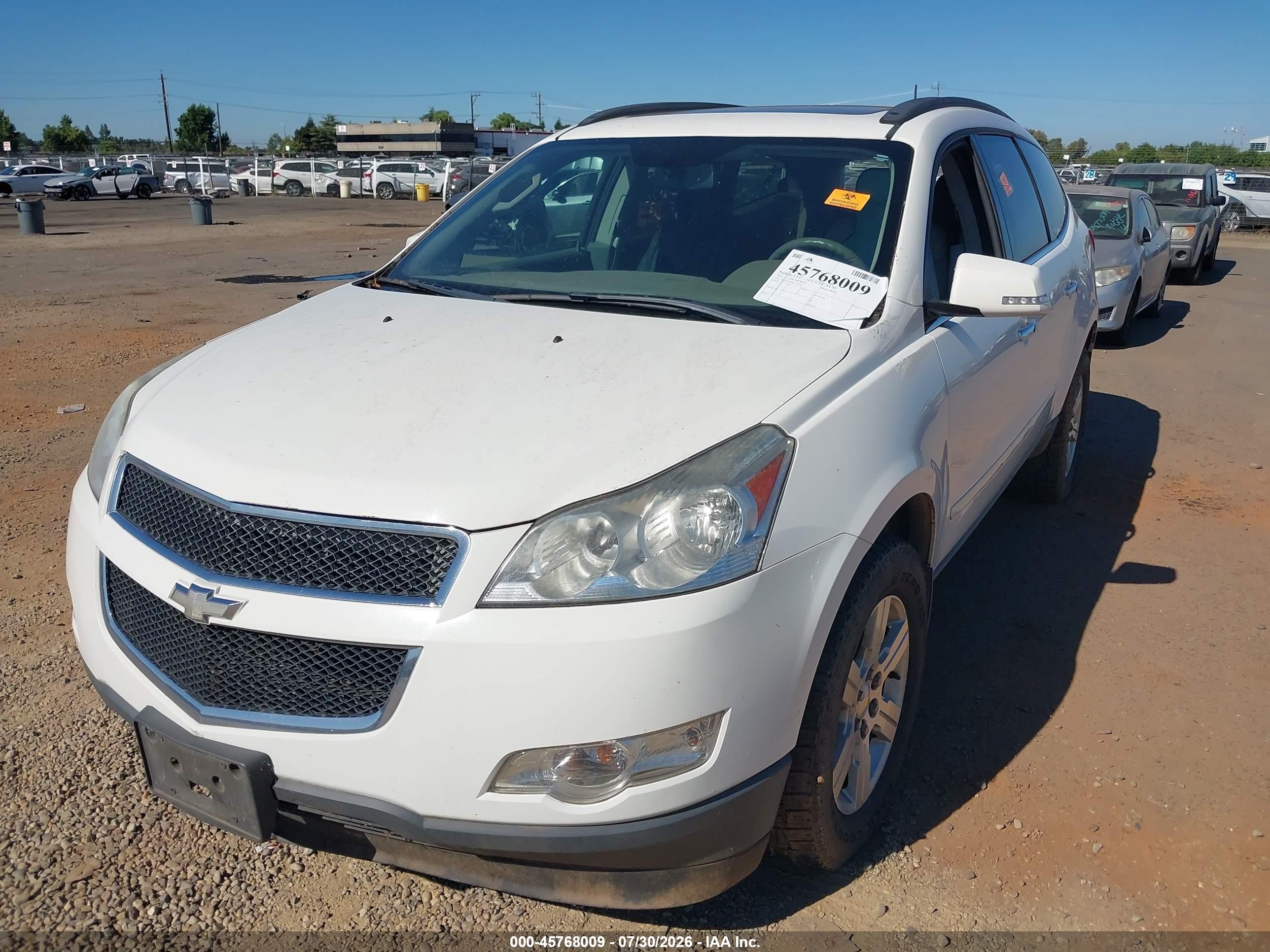 2012 Chevrolet Traverse Lt W/2lt White vin: 1GNKVJED6CJ123030
