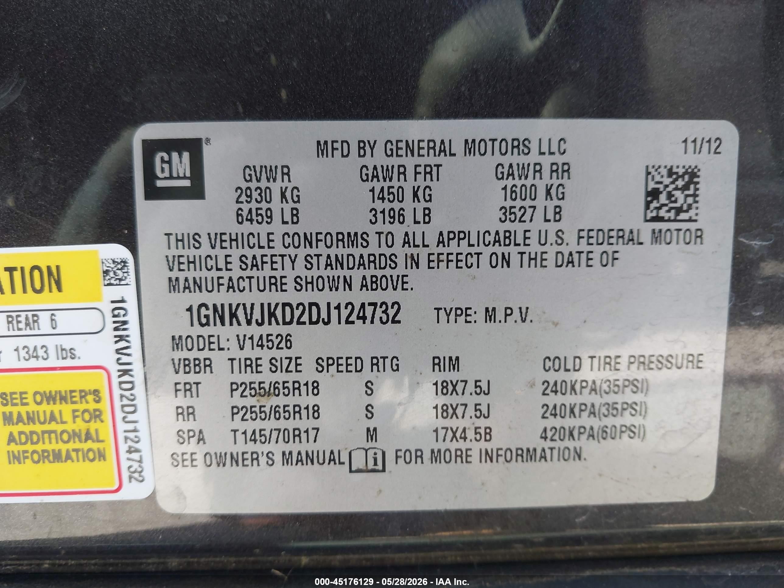 2013 Chevrolet Traverse 2lt Gray vin: 1GNKVJKD2DJ124732