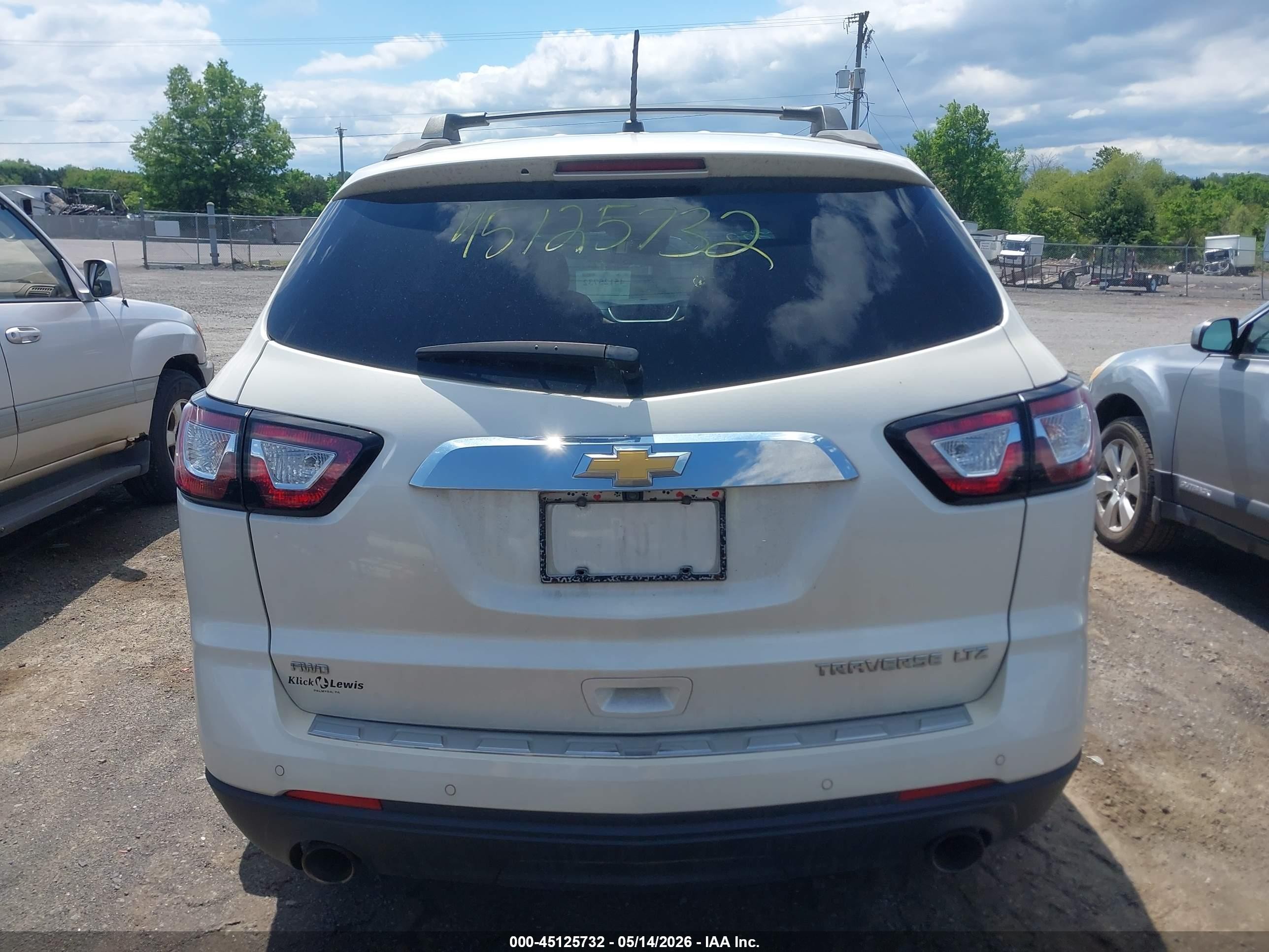 2014 Chevrolet Traverse Ltz White vin: 1GNKVJKD2EJ105891