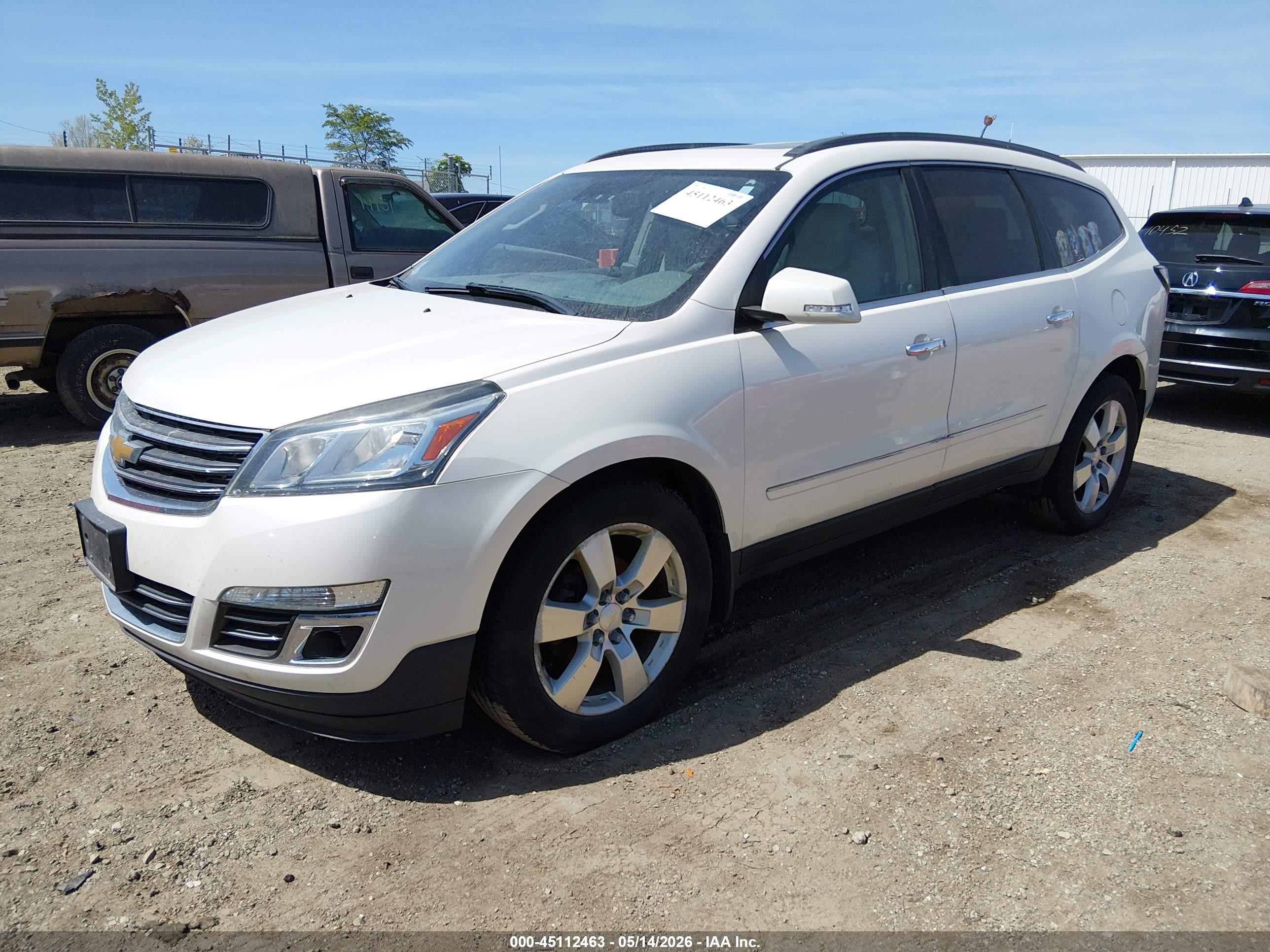 2015 Chevrolet Traverse Ltz White vin: 1GNKVJKD6FJ139267