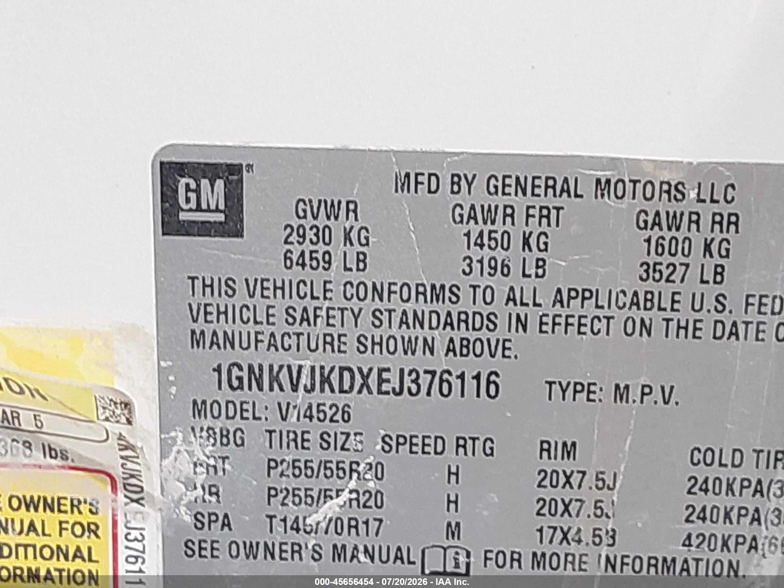 2014 Chevrolet Traverse Ltz White vin: 1GNKVJKDXEJ376116