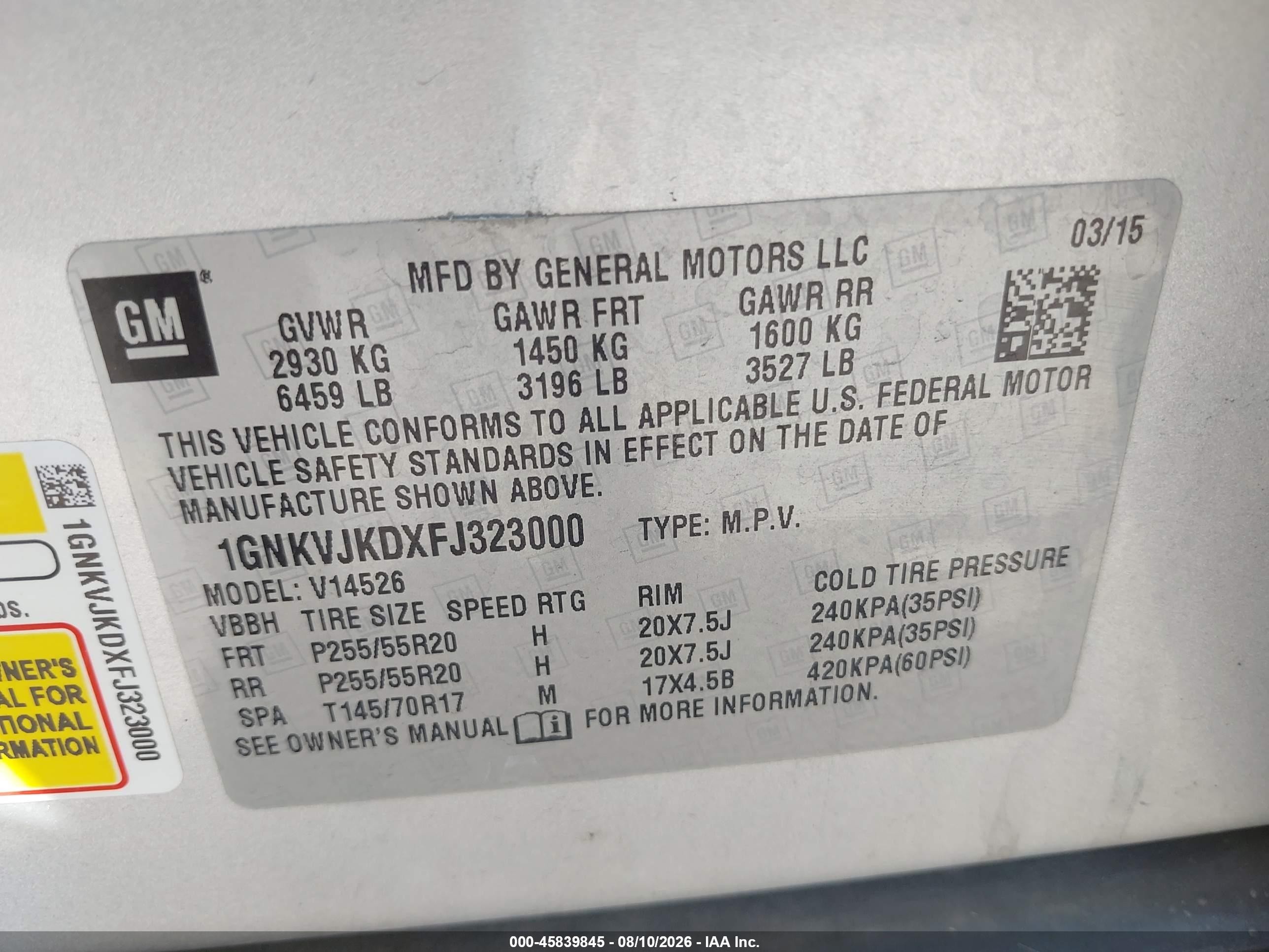 2015 Chevrolet Traverse Ltz Silver vin: 1GNKVJKDXFJ323000