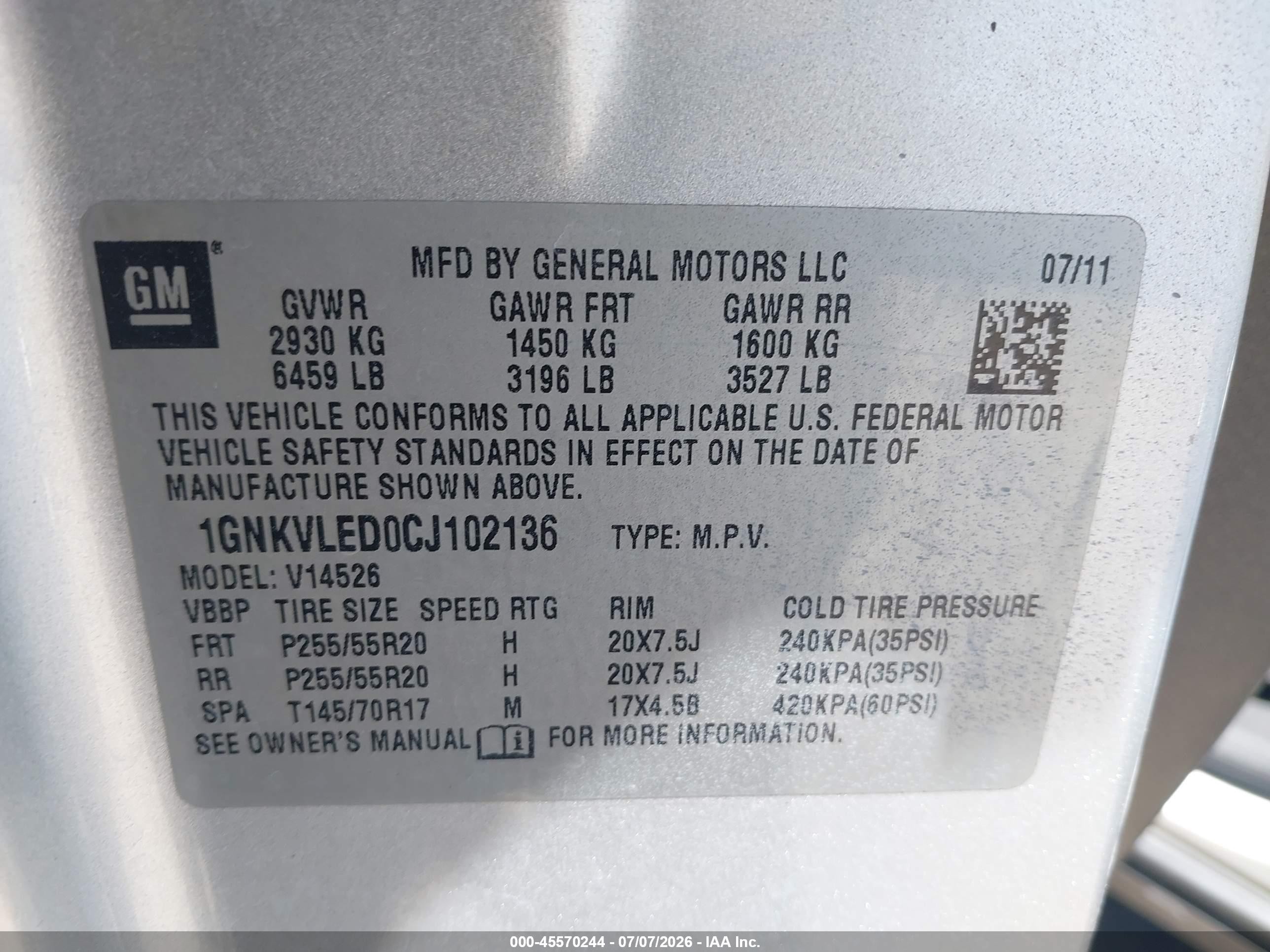 2012 Chevrolet Traverse Ltz Silver vin: 1GNKVLED0CJ102136
