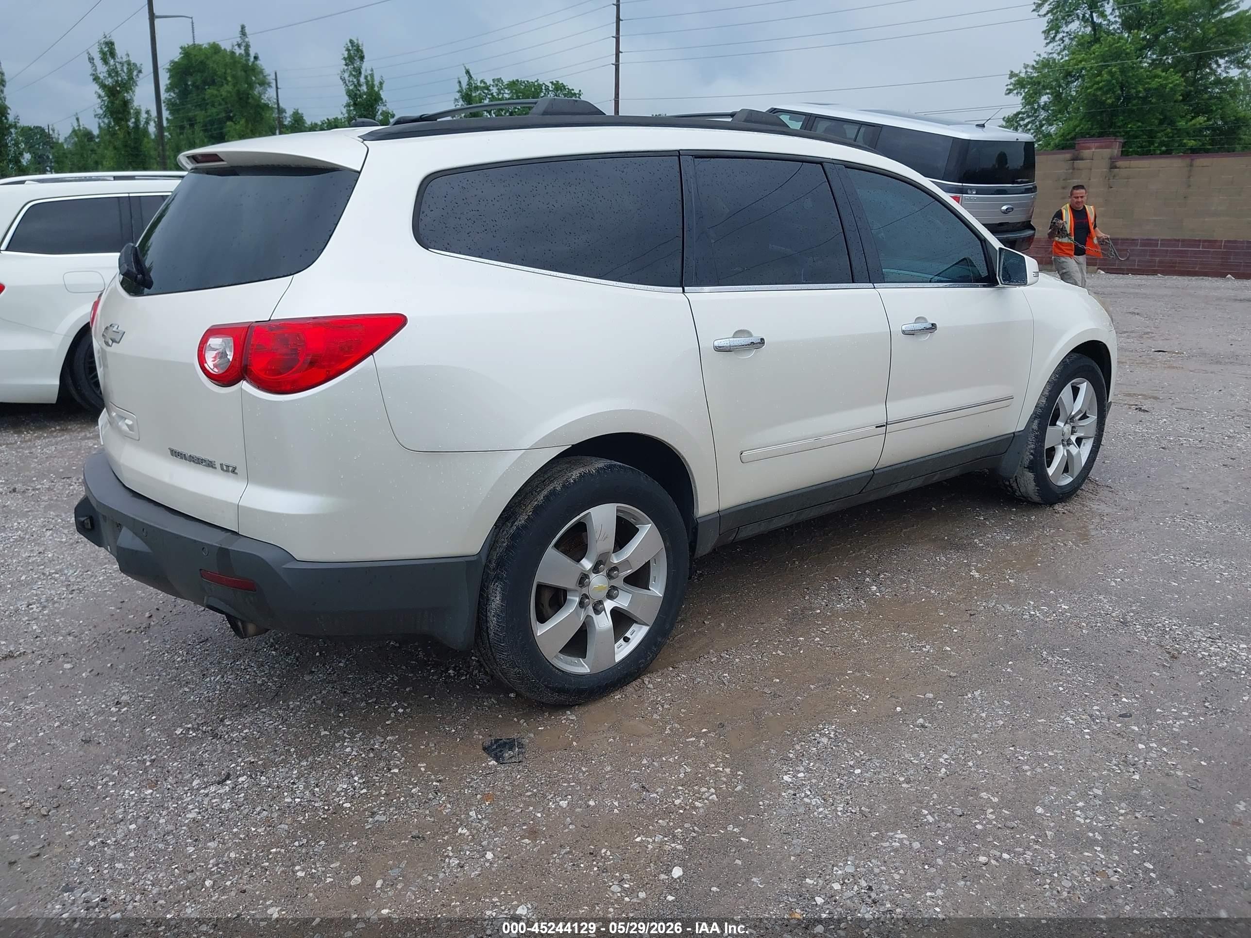 2012 Chevrolet Traverse Ltz White vin: 1GNKVLED1CJ256189