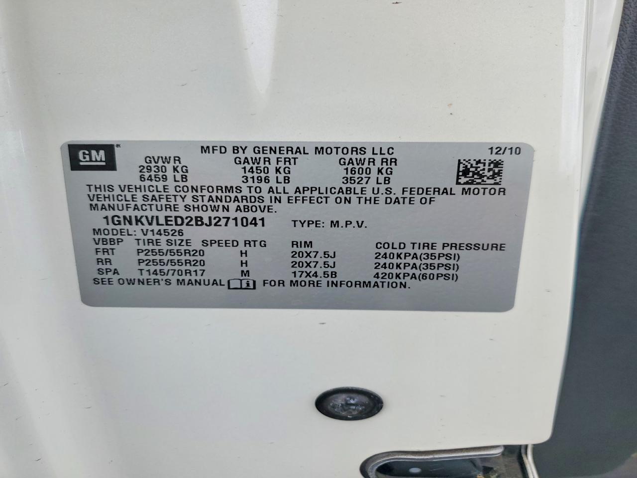 2011 Chevrolet Traverse Ltz Beige vin: 1GNKVLED2BJ271041