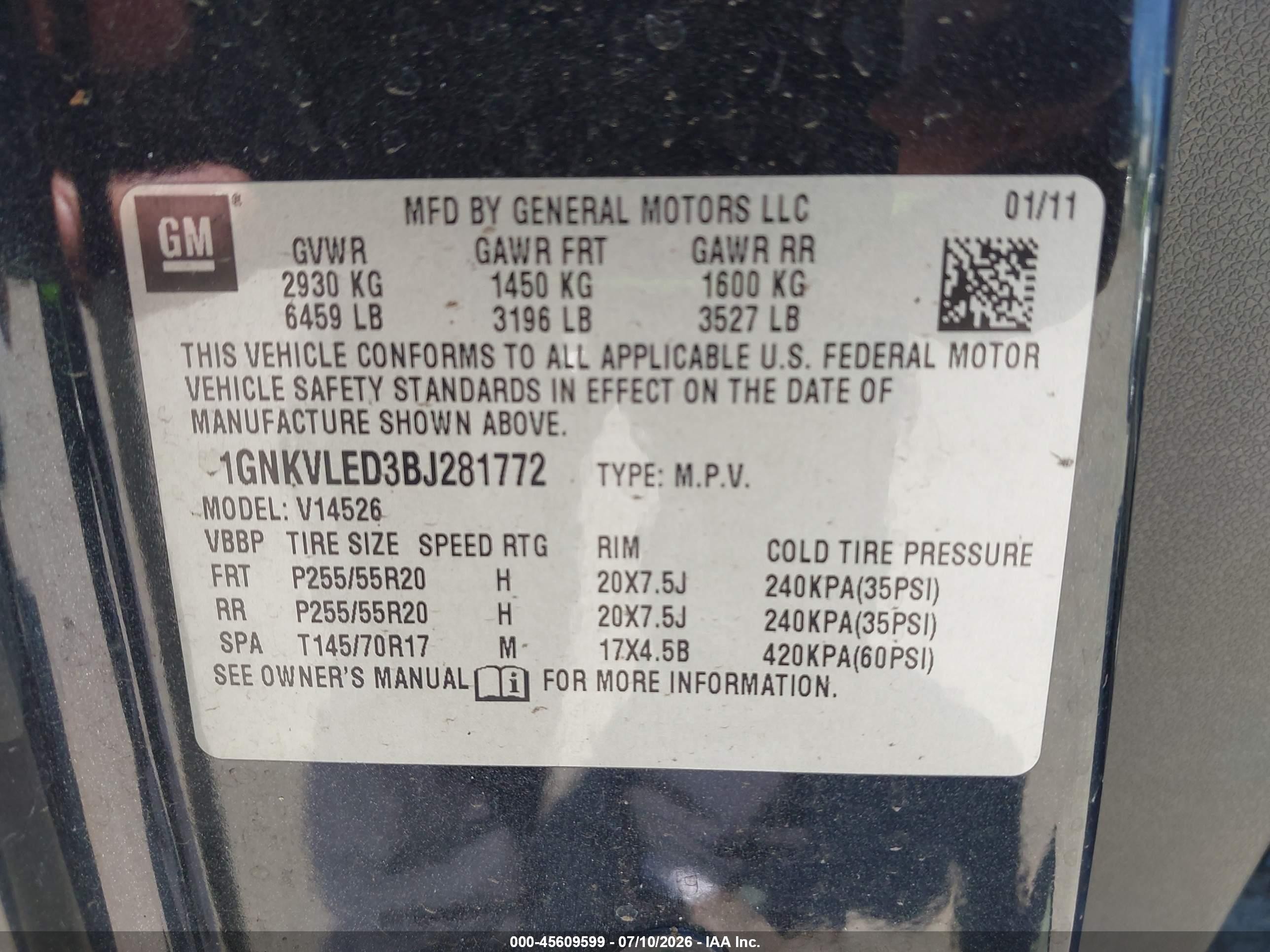 2011 Chevrolet Traverse Ltz Gray vin: 1GNKVLED3BJ281772