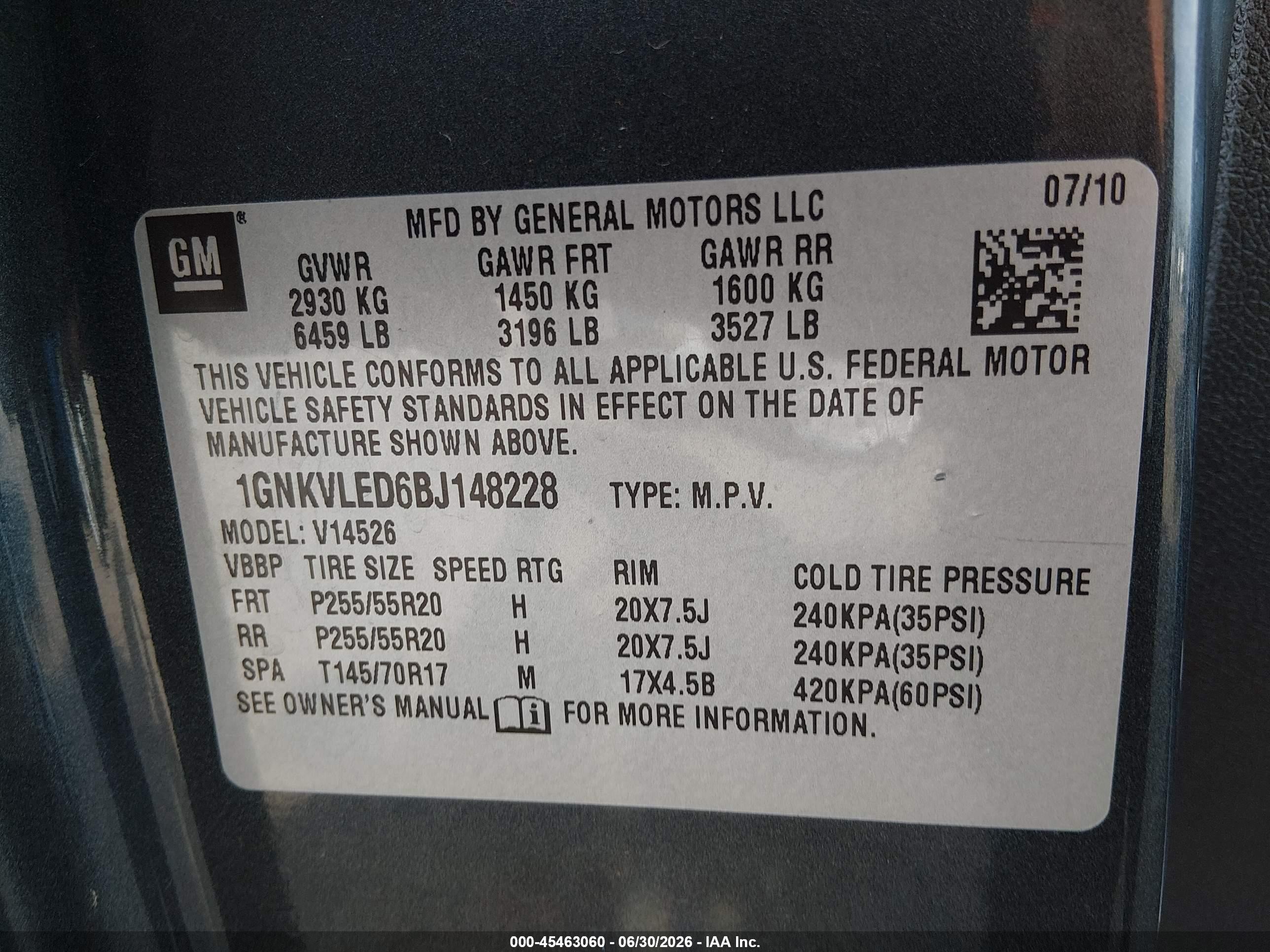 2011 Chevrolet Traverse Ltz Gray vin: 1GNKVLED6BJ148228