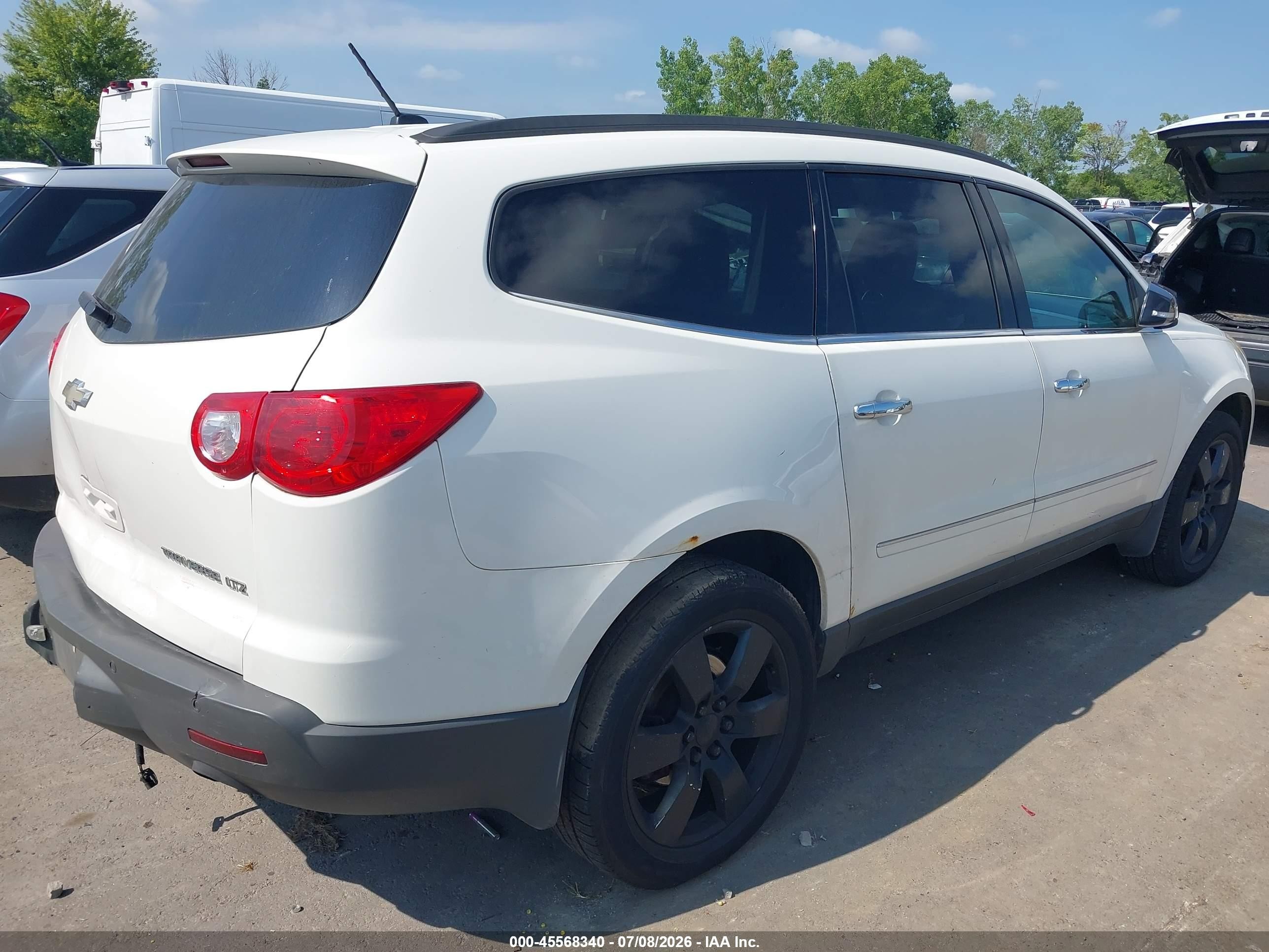 2012 Chevrolet Traverse Ltz White vin: 1GNKVLEDXCJ331990