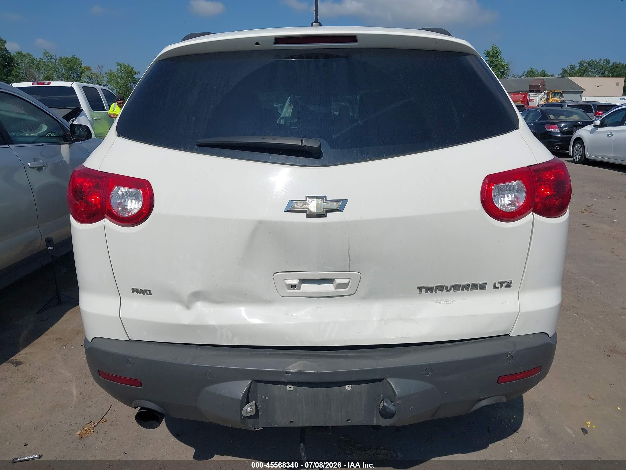 2012 Chevrolet Traverse Ltz White vin: 1GNKVLEDXCJ331990