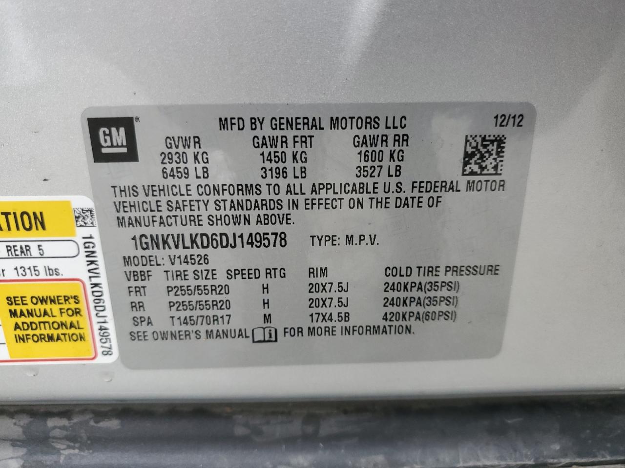 2013 Chevrolet Traverse Ltz Серебряный vin: 1GNKVLKD6DJ149578