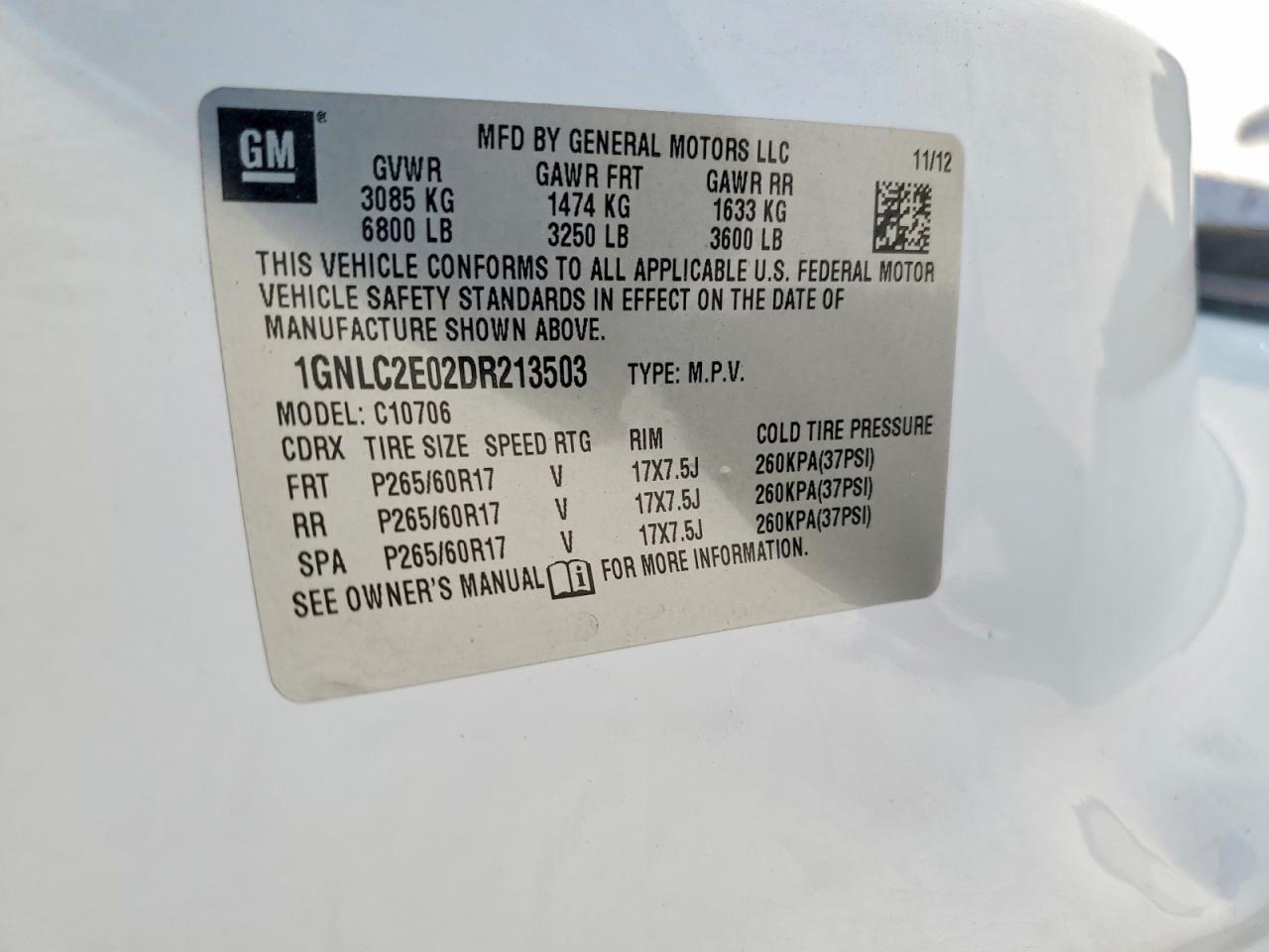 2013 Chevrolet Tahoe White vin: 1GNLC2E02DR213503