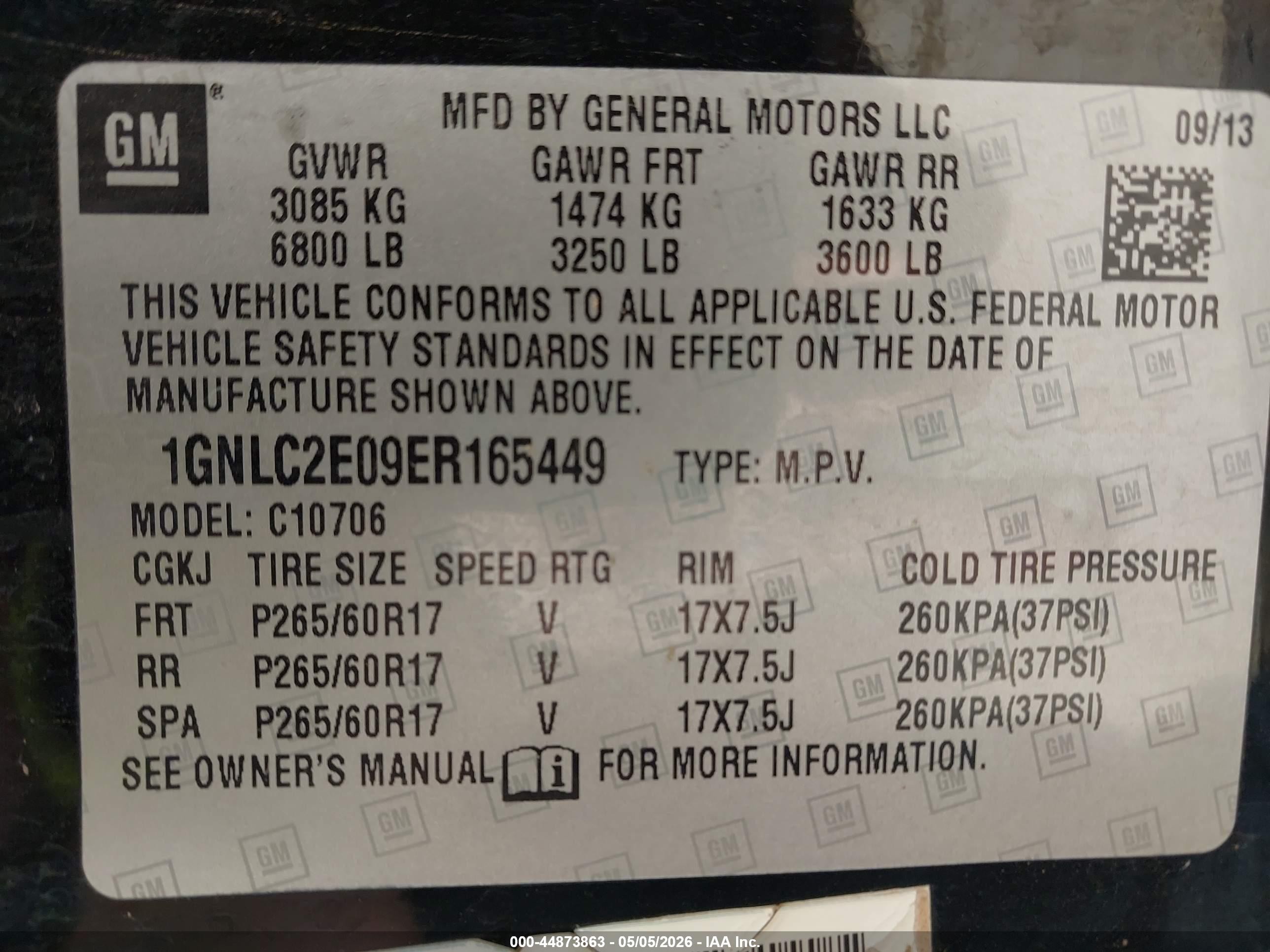 2014 Chevrolet Tahoe Commercial Fleet White vin: 1GNLC2E09ER165449