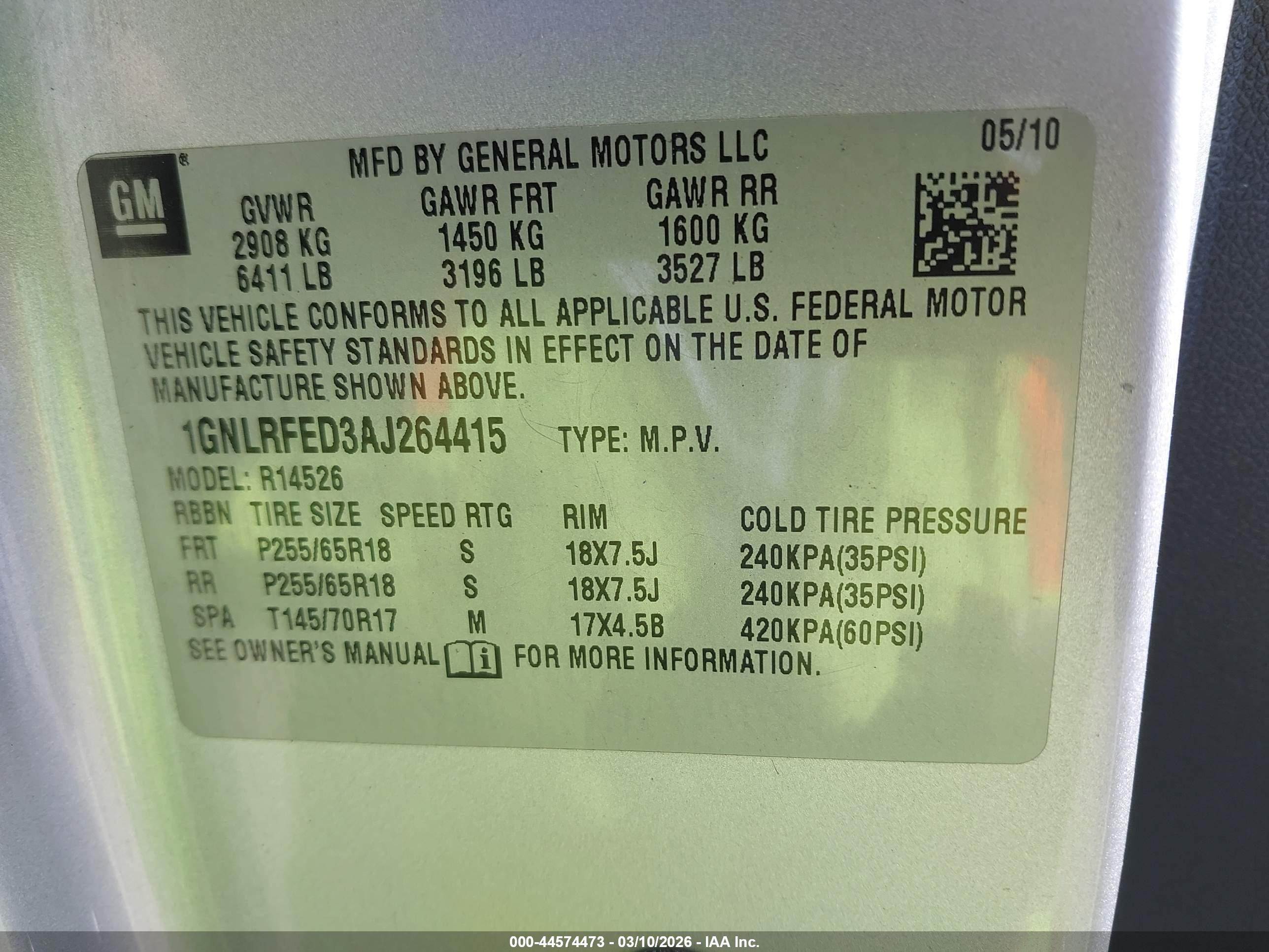 2010 Chevrolet Traverse Lt Silver vin: 1GNLRFED3AJ264415
