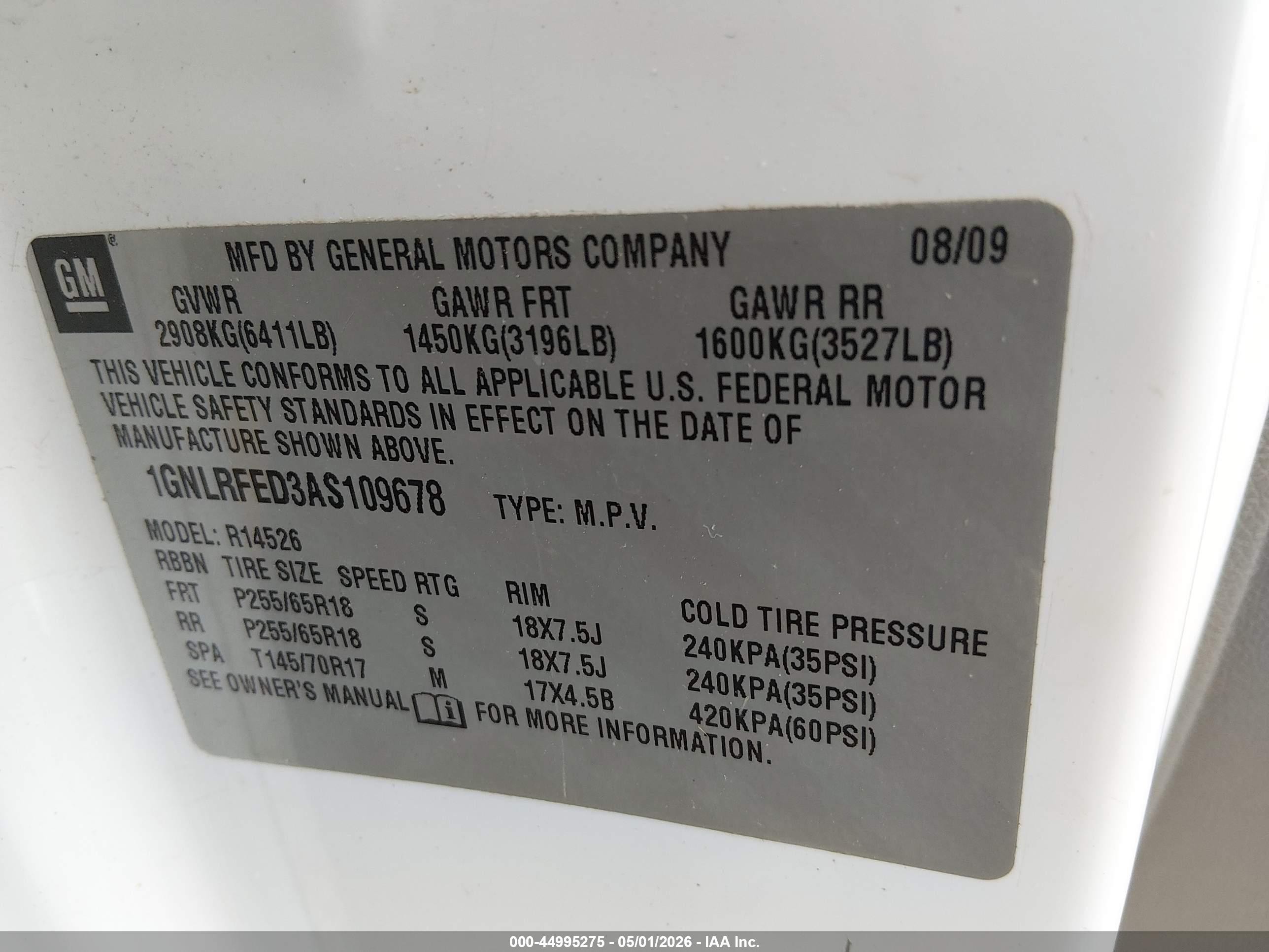2010 Chevrolet Traverse Lt White vin: 1GNLRFED3AS109678