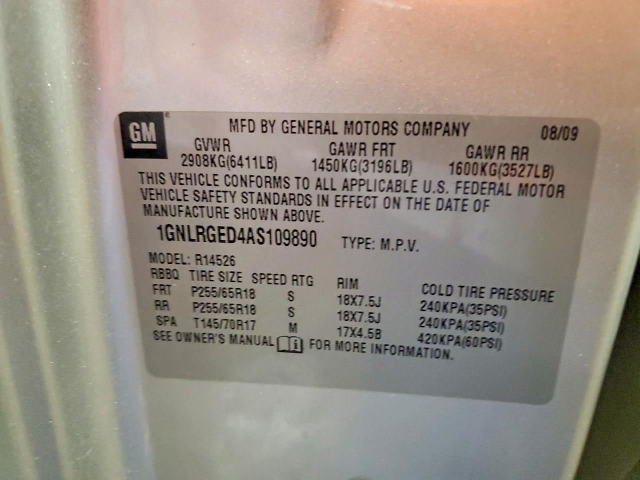 2010 Chevrolet Traverse Lt Silver vin: 1GNLRGED4AS109890