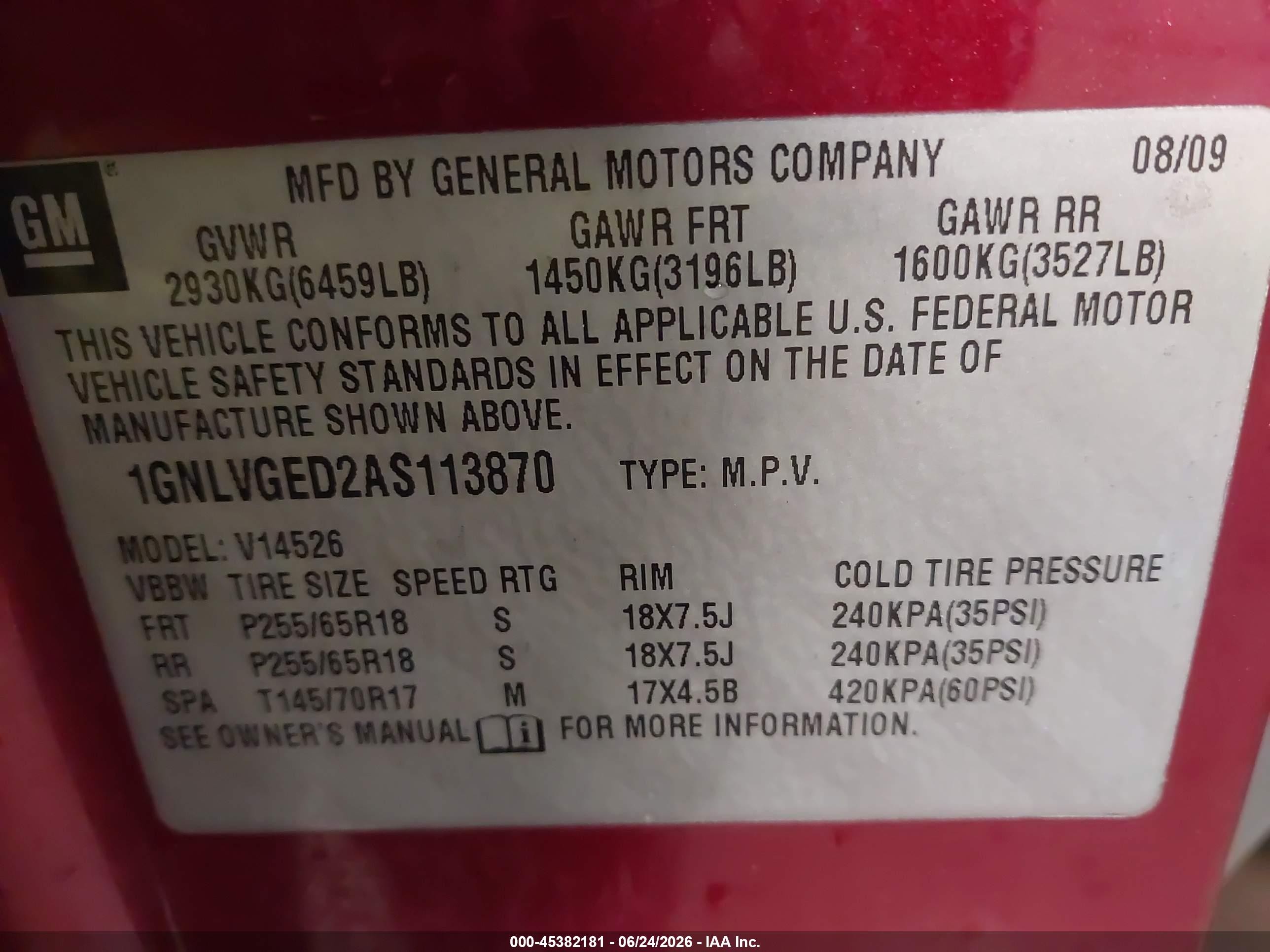 2010 Chevrolet Traverse Lt Red vin: 1GNLVGED2AS113870