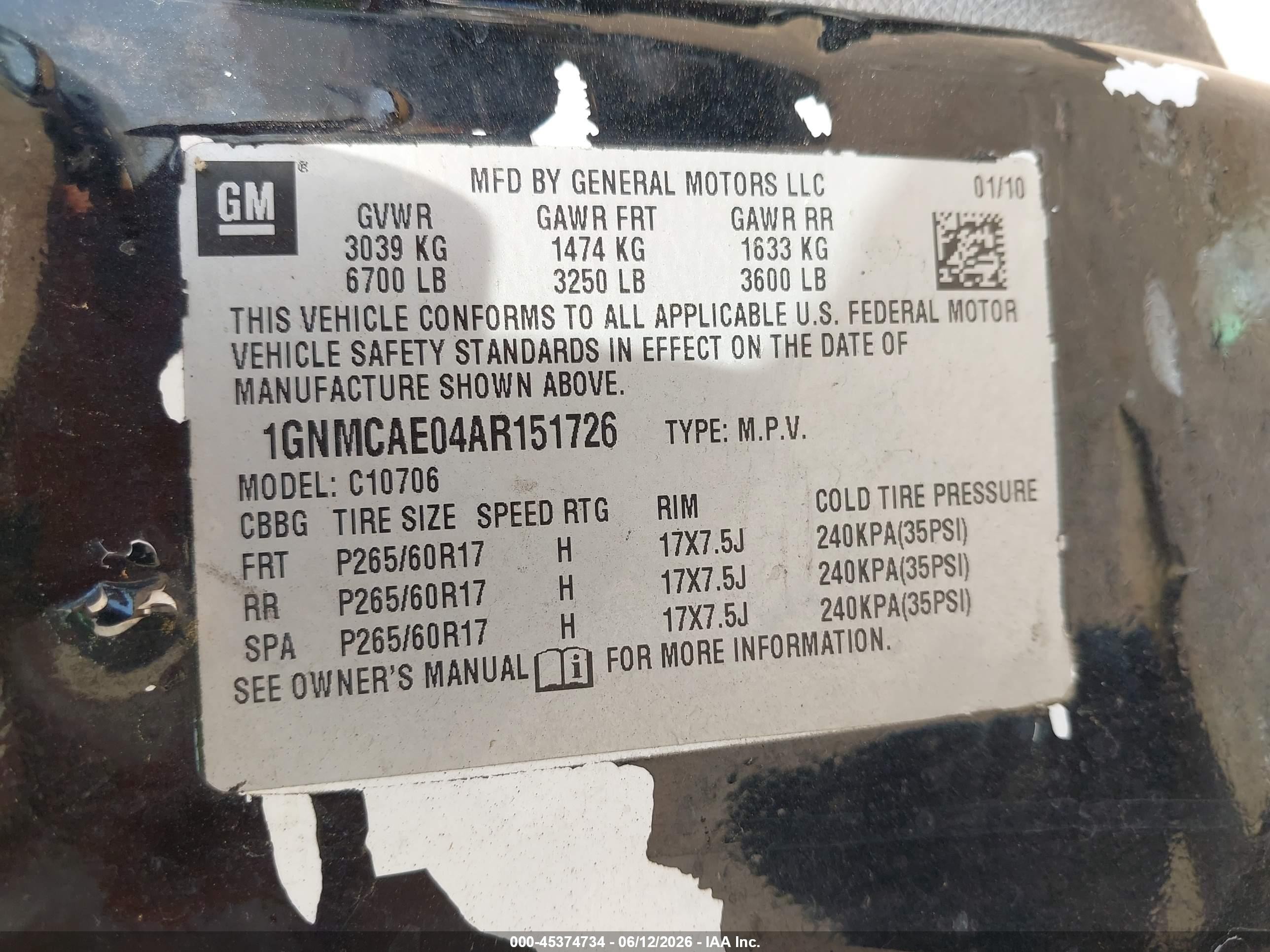 2010 Chevrolet Tahoe Ls Black vin: 1GNMCAE04AR151726