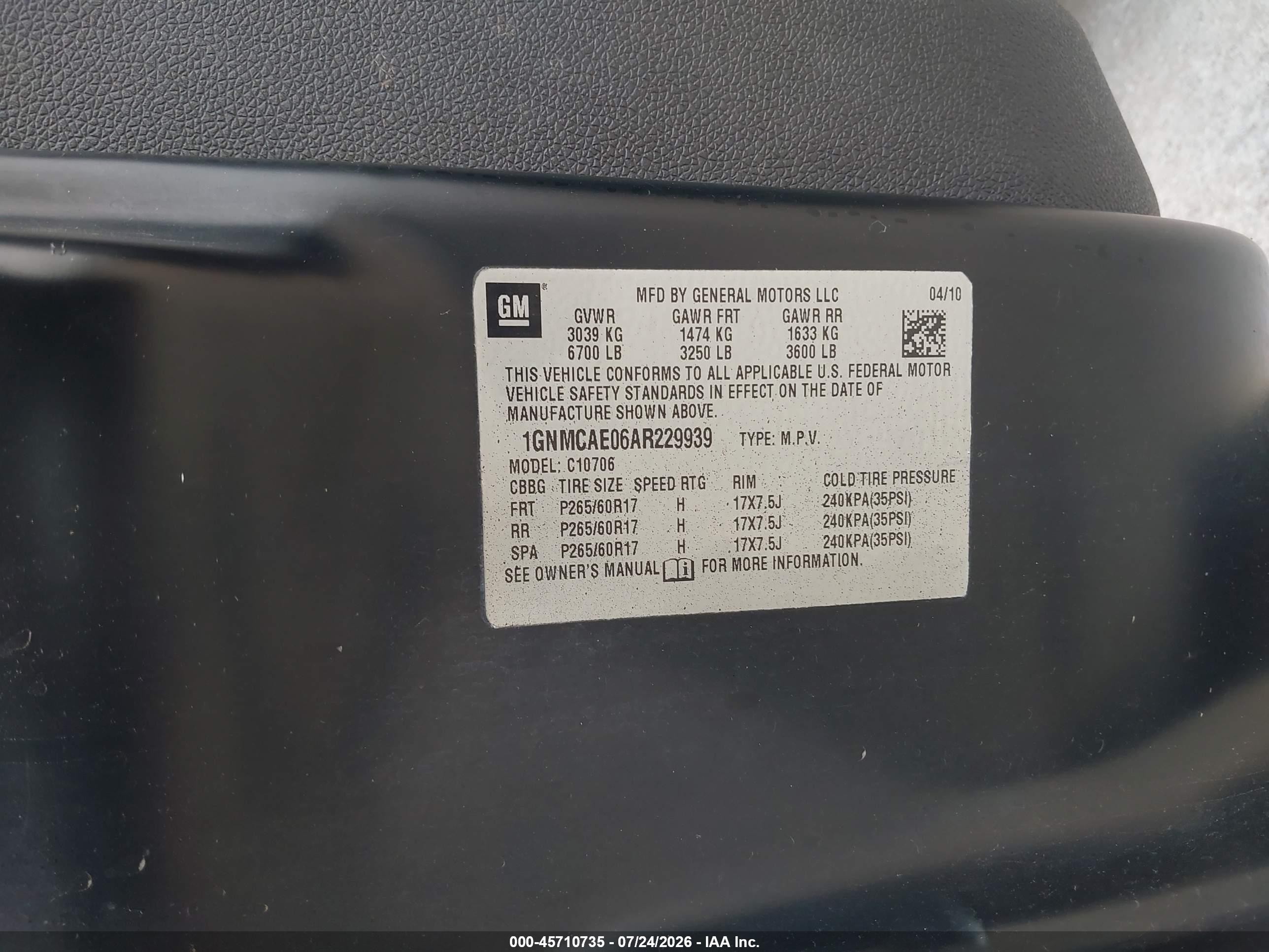 2010 Chevrolet Tahoe Ls Black vin: 1GNMCAE06AR229939