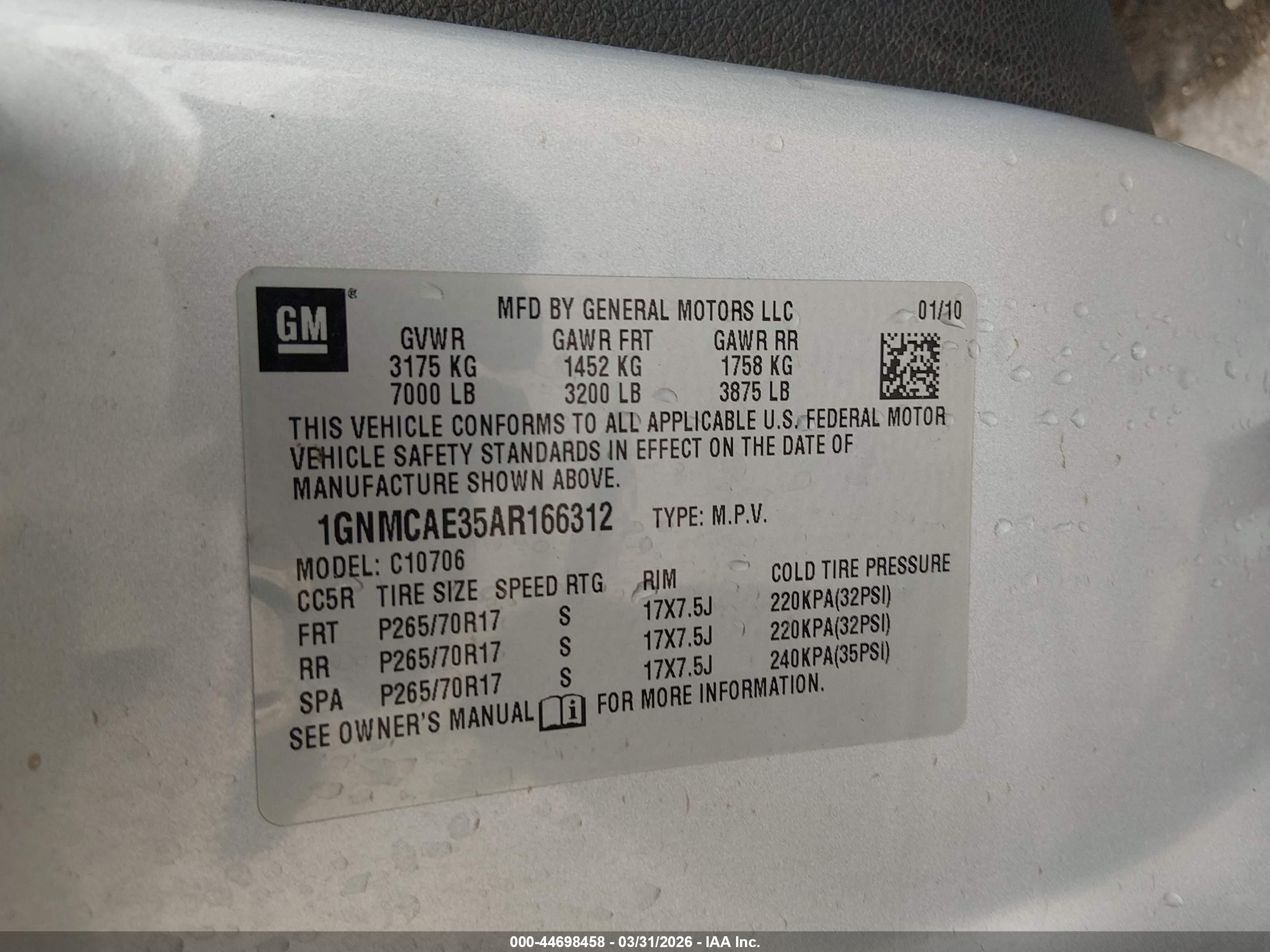 2010 Chevrolet Tahoe Ls Silver vin: 1GNMCAE35AR166312