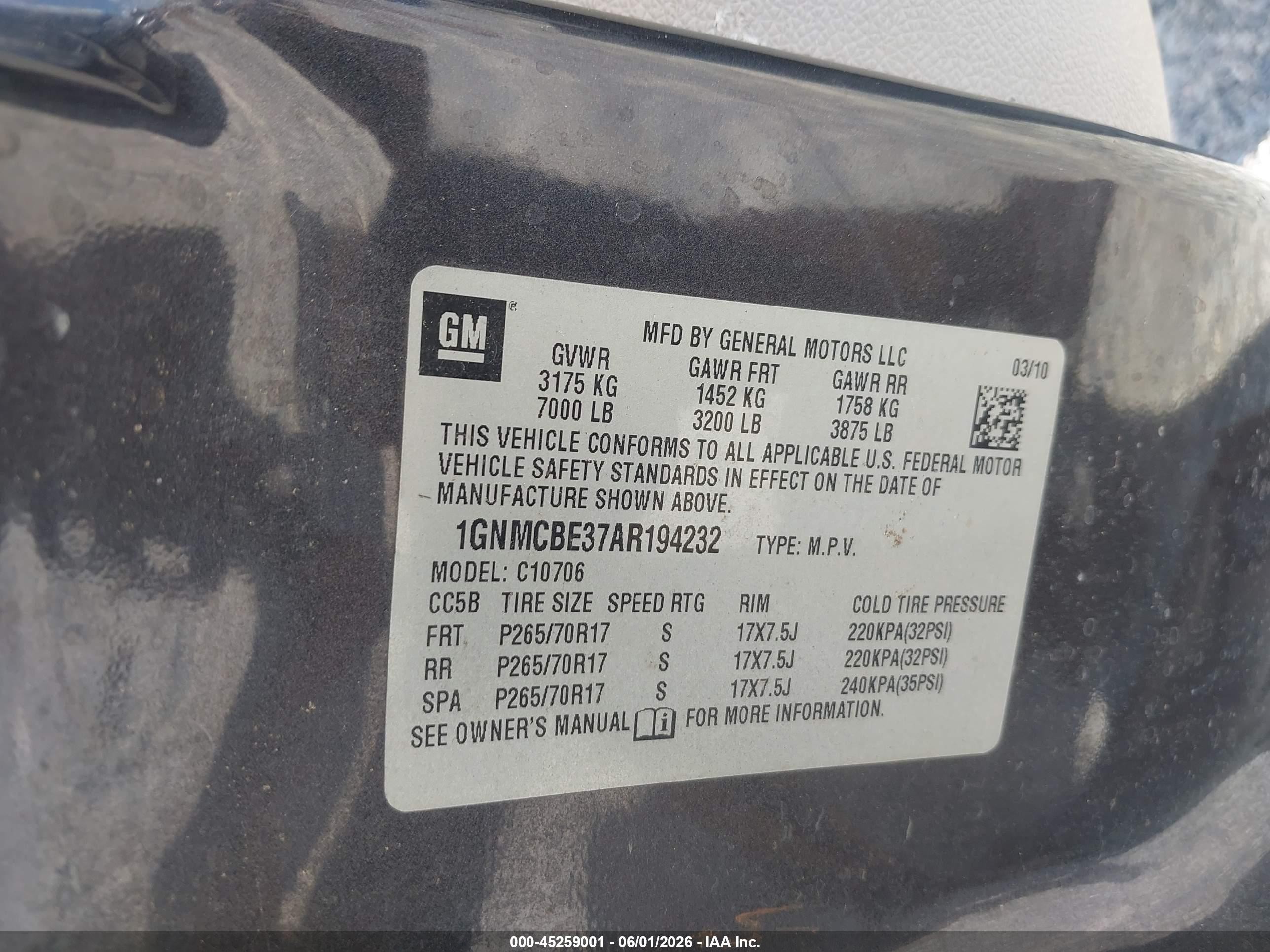 2010 Chevrolet Tahoe Lt Серый vin: 1GNMCBE37AR194232