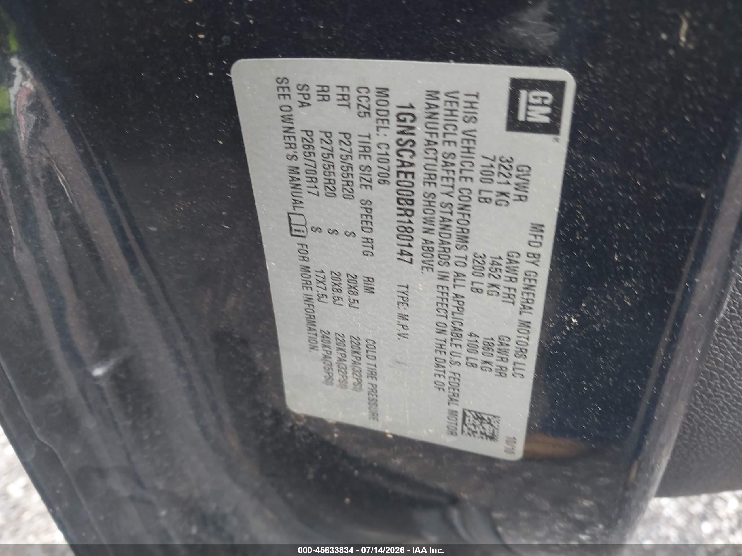 2011 Chevrolet Tahoe Ls Black vin: 1GNSCAE00BR180147