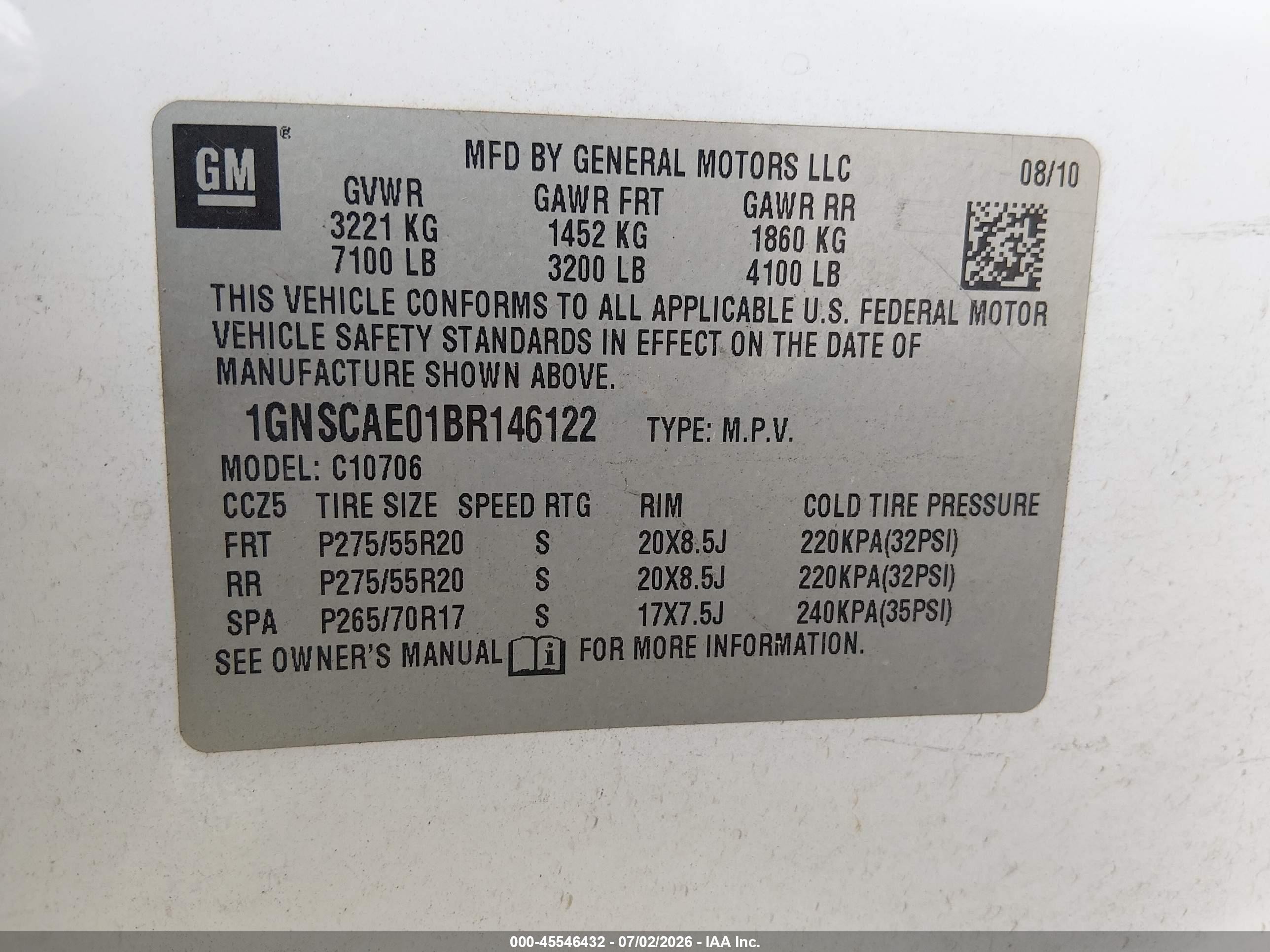 2011 Chevrolet Tahoe Ls Белый vin: 1GNSCAE01BR146122