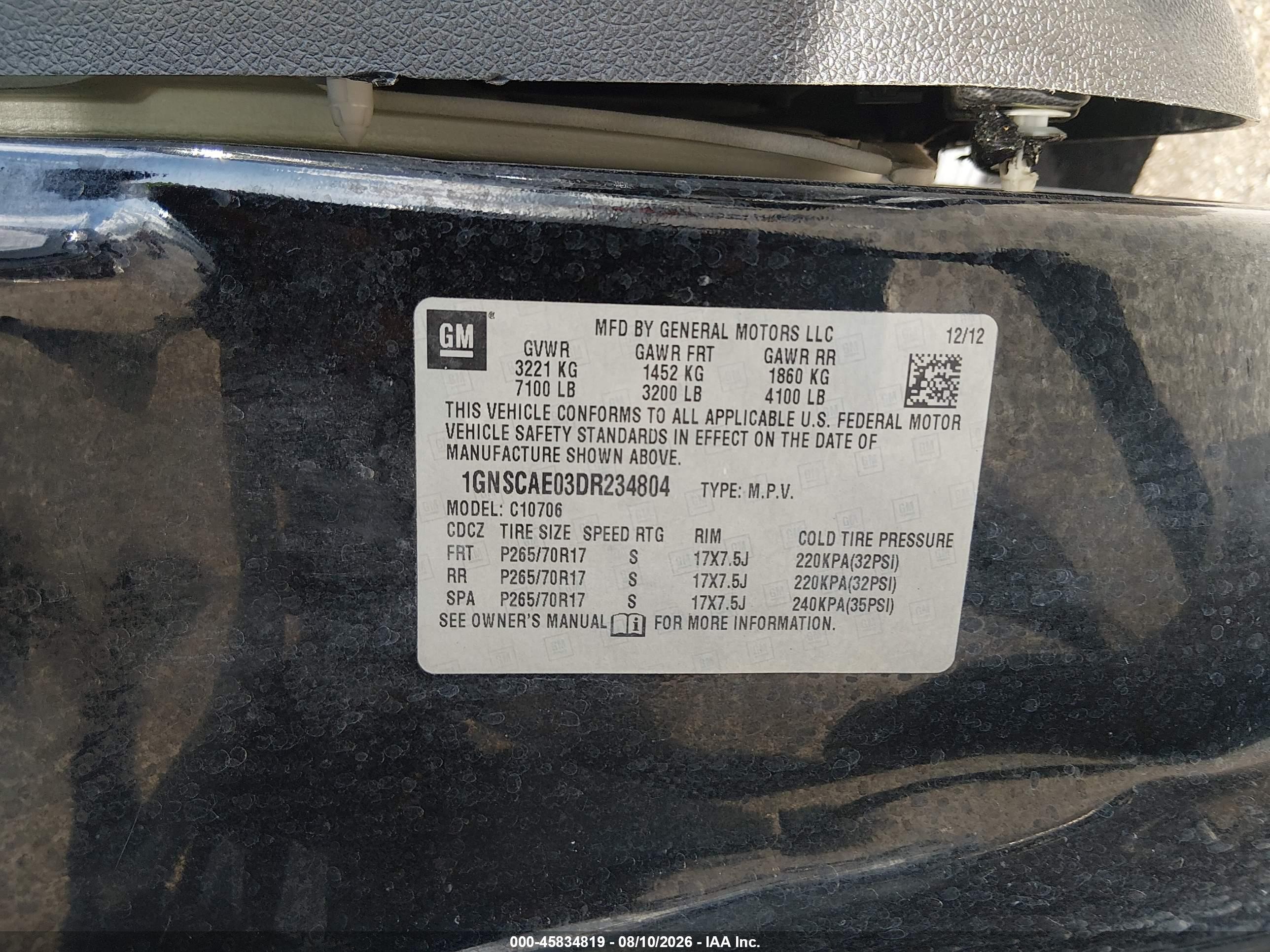 2013 Chevrolet Tahoe Ls Black vin: 1GNSCAE03DR234804