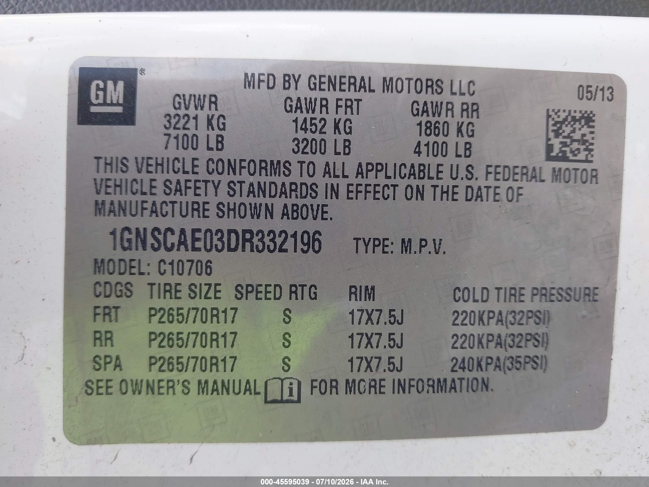 2013 Chevrolet Tahoe Ls White vin: 1GNSCAE03DR332196