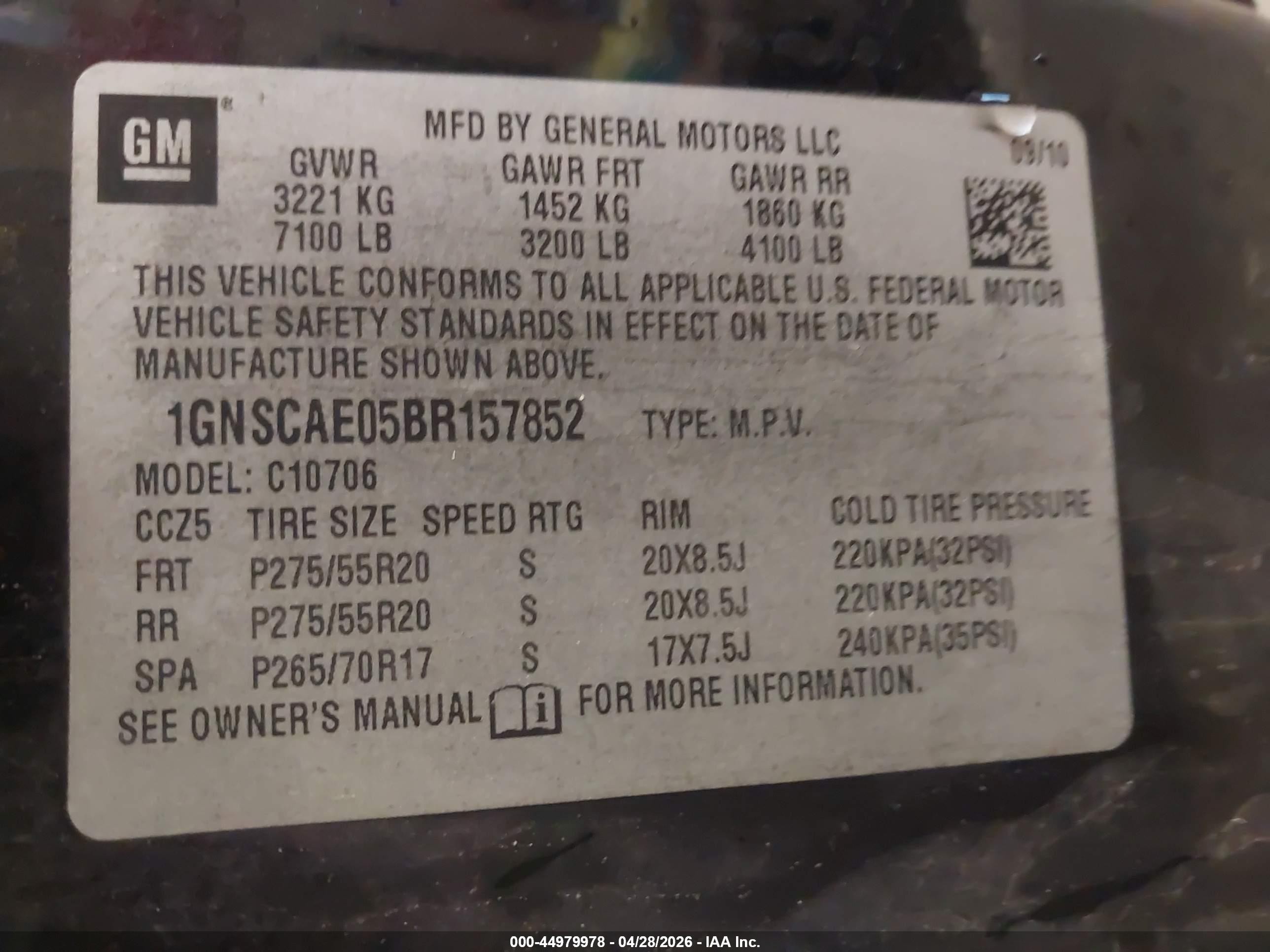 2011 Chevrolet Tahoe Ls Black vin: 1GNSCAE05BR157852