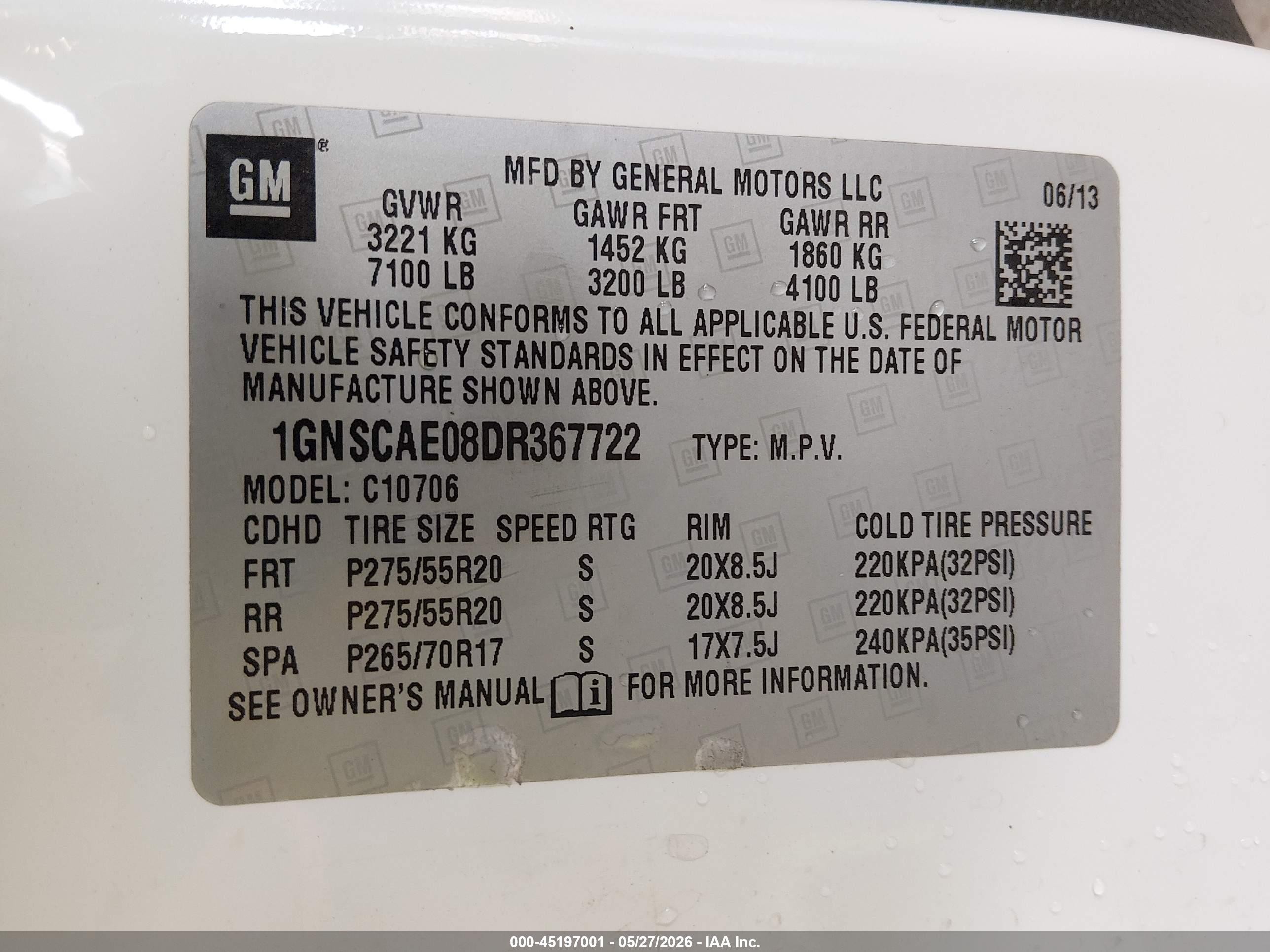 2013 Chevrolet Tahoe Ls White vin: 1GNSCAE08DR367722