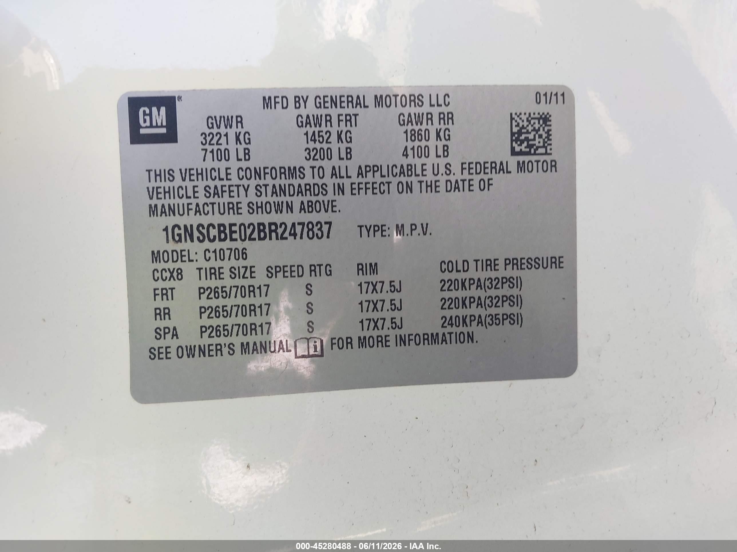 2011 Chevrolet Tahoe Lt White vin: 1GNSCBE02BR247837