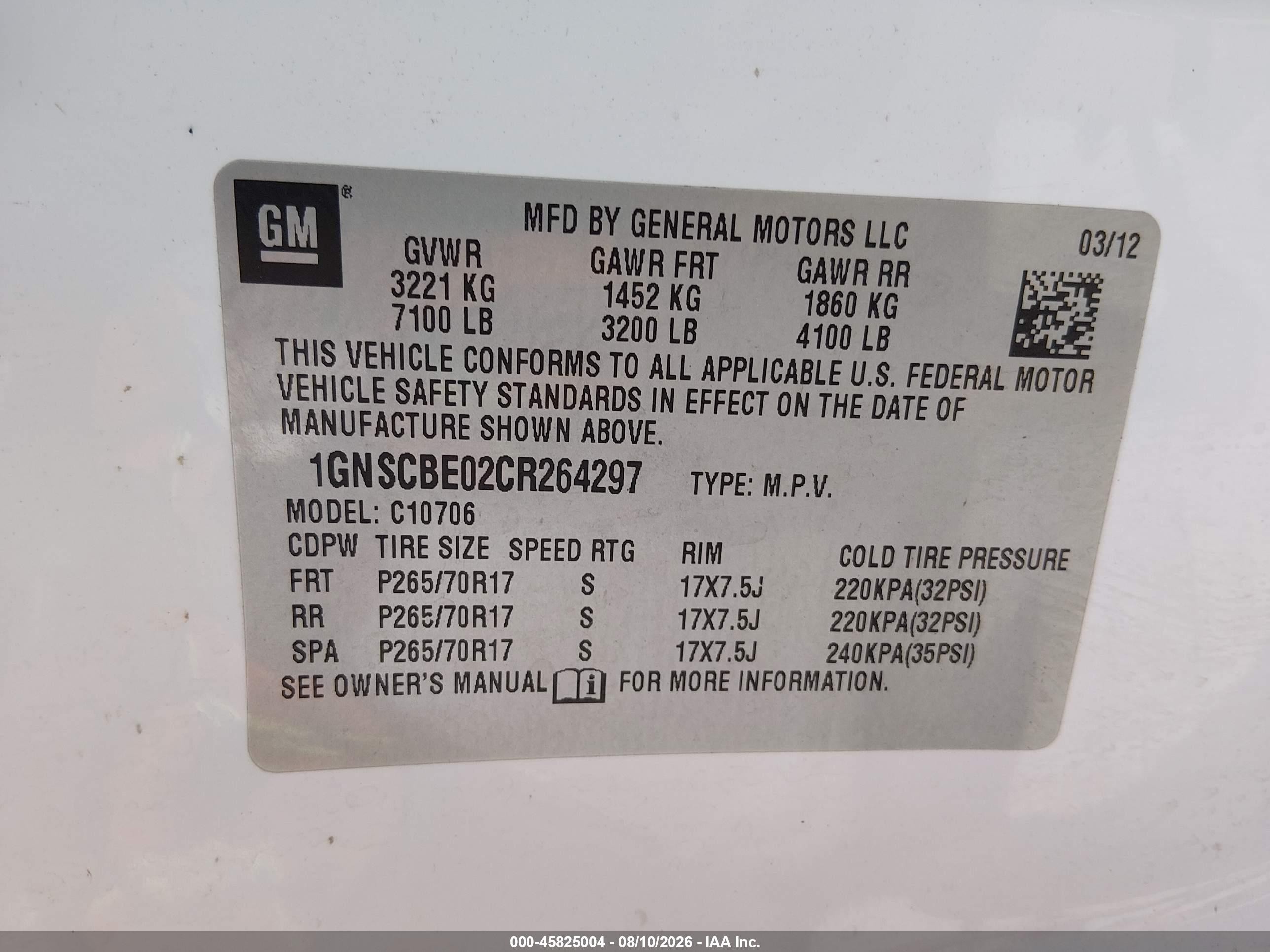 2012 Chevrolet Tahoe Lt Белый vin: 1GNSCBE02CR264297