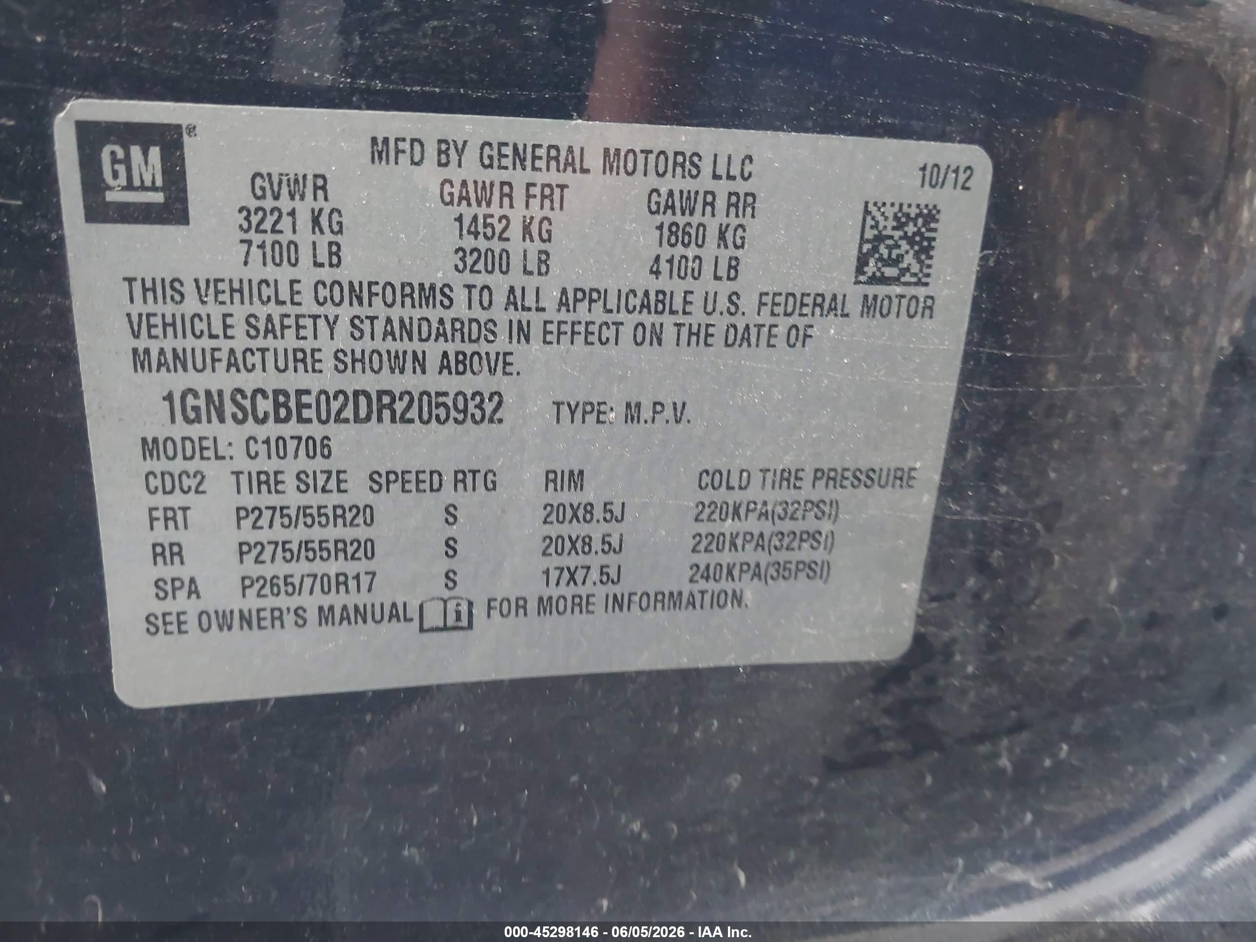 2013 Chevrolet Tahoe Lt Dark Blue vin: 1GNSCBE02DR205932