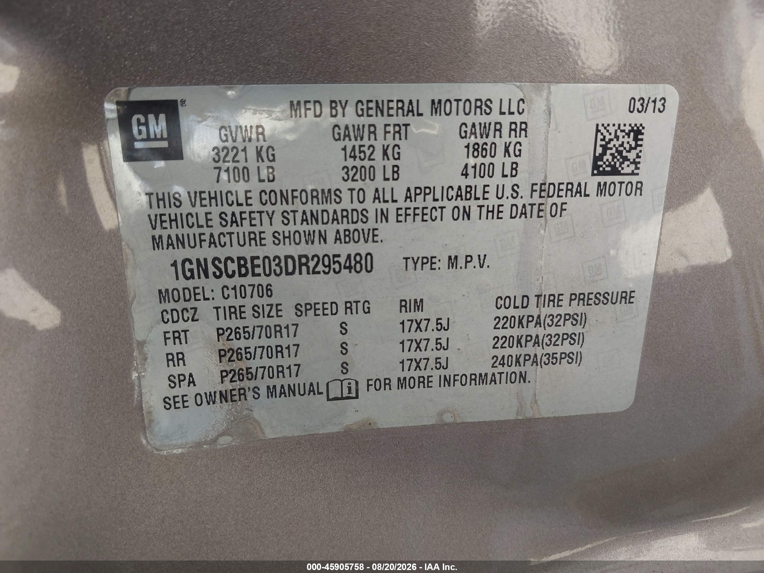 2013 Chevrolet Tahoe Lt Brown vin: 1GNSCBE03DR295480