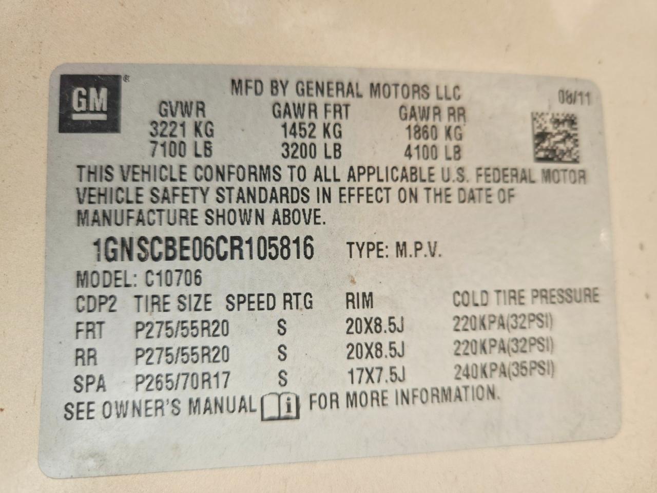 2012 Chevrolet Tahoe C1500 Lt Gold vin: 1GNSCBE06CR105816