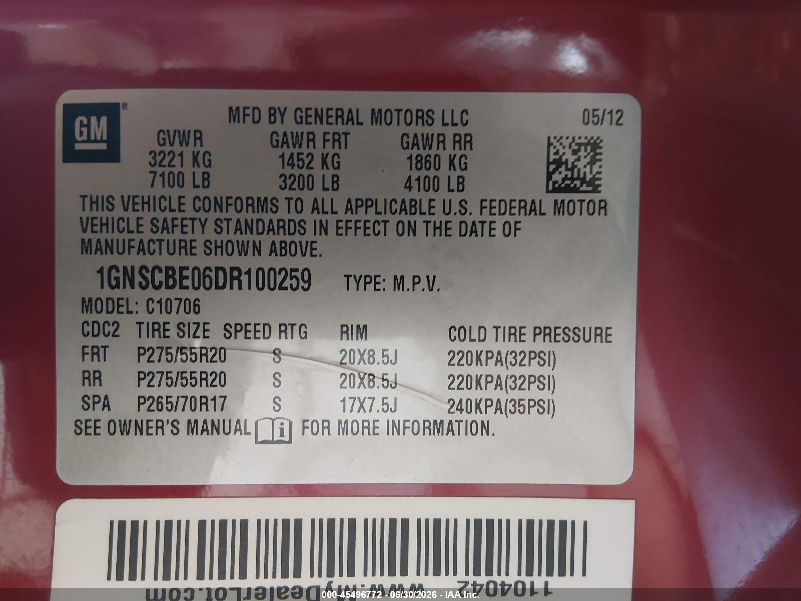2013 Chevrolet Tahoe Lt Red vin: 1GNSCBE06DR100259