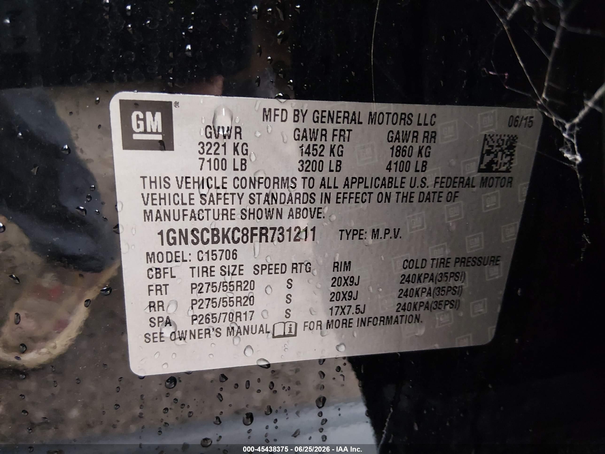 2015 Chevrolet Tahoe Lt Черный vin: 1GNSCBKC8FR731211
