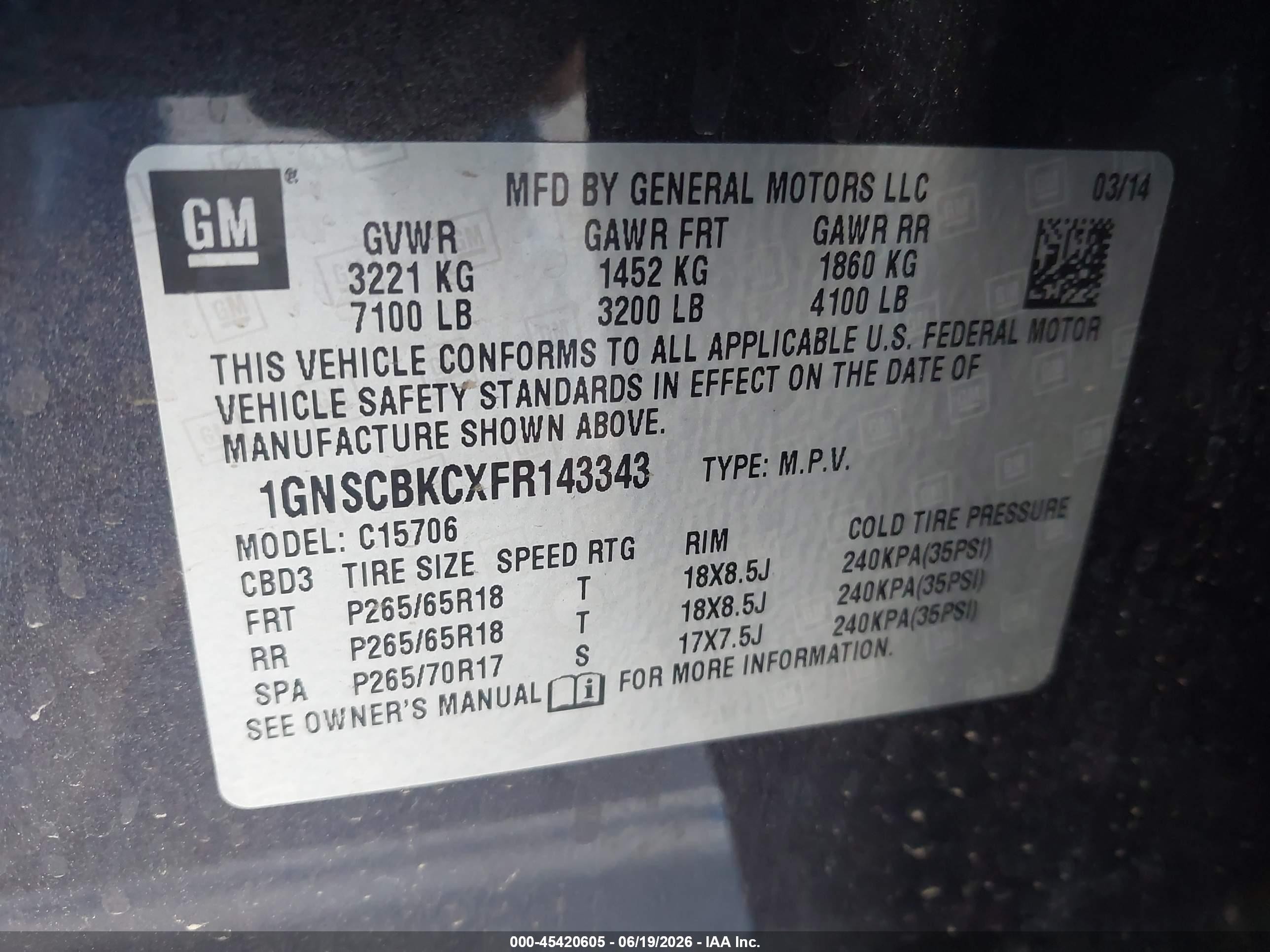 2015 Chevrolet Tahoe Lt Black vin: 1GNSCBKCXFR143343
